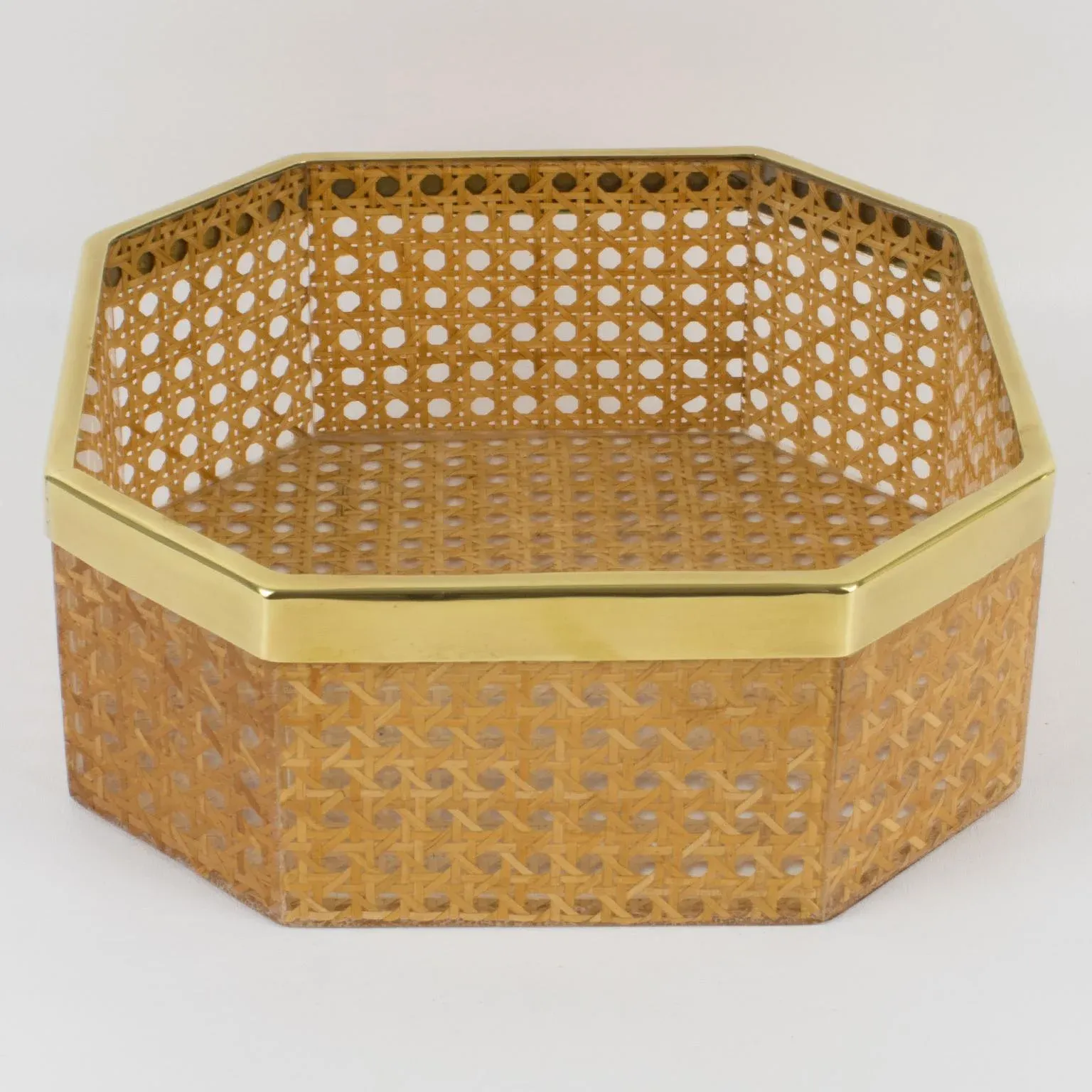 Christian Dior Home Collection Lucite and Rattan Basket Bowl