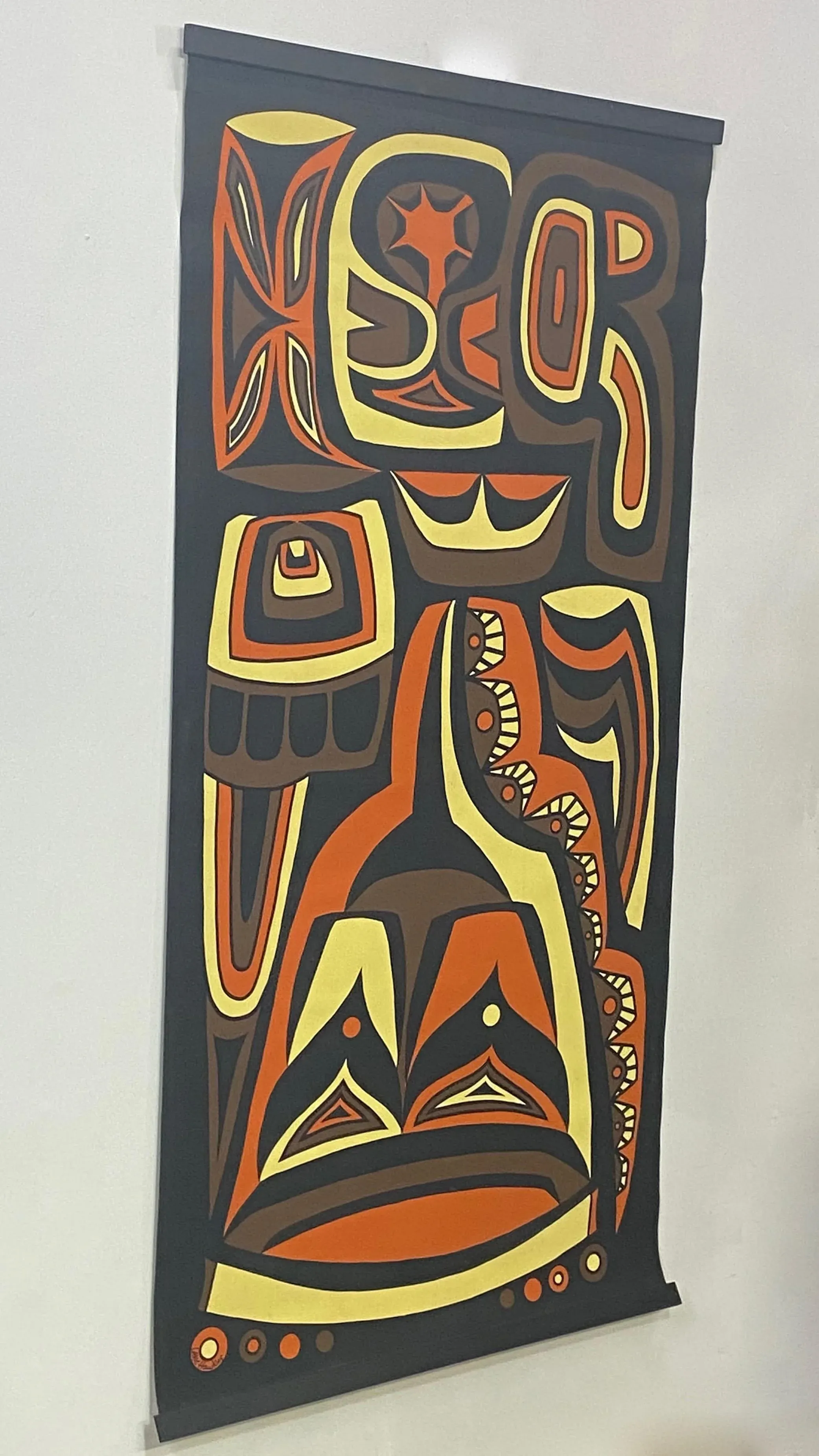 Lars Hawkes Serigraph Scroll Wall Hanging, Mid 20th Century