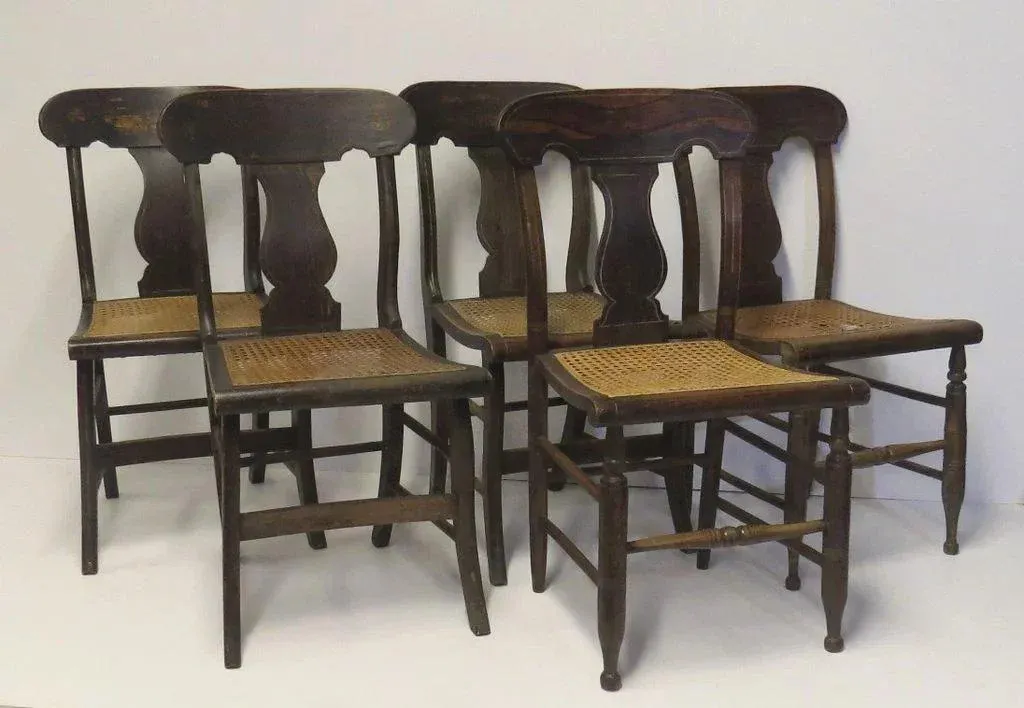 American Country Faux Grain Painted Chairs - Set of 8