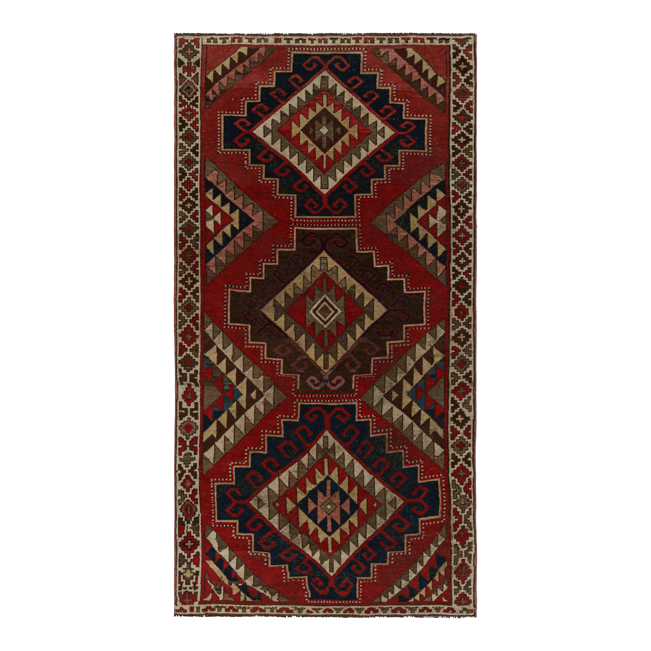 1970s Vintage Turkish Rug With All-Over Geometric Patterns