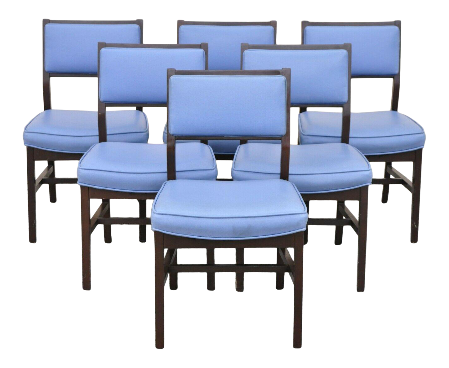 Vintage Mid Century Modern Jens Risom Style Blue Sculpted Dining Chair