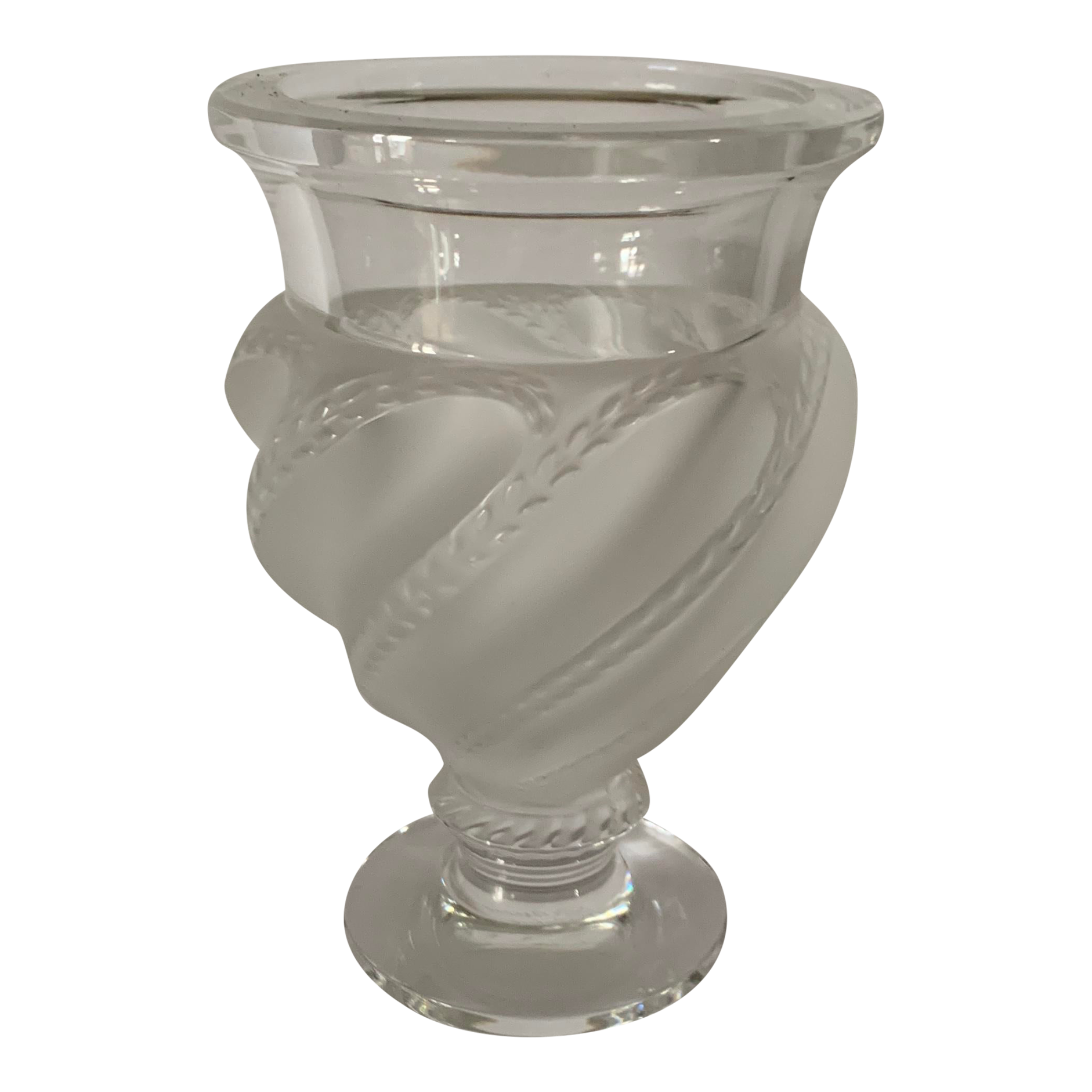 Vintage Lalique French Crystal Vase Ermenonville in Satine Chairish