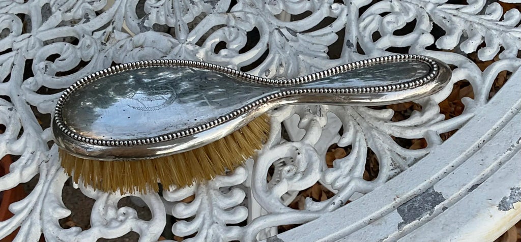 Antique brush • sterling Superb Victorian Sterling Silver Mirror & Brush Set by  main image 4