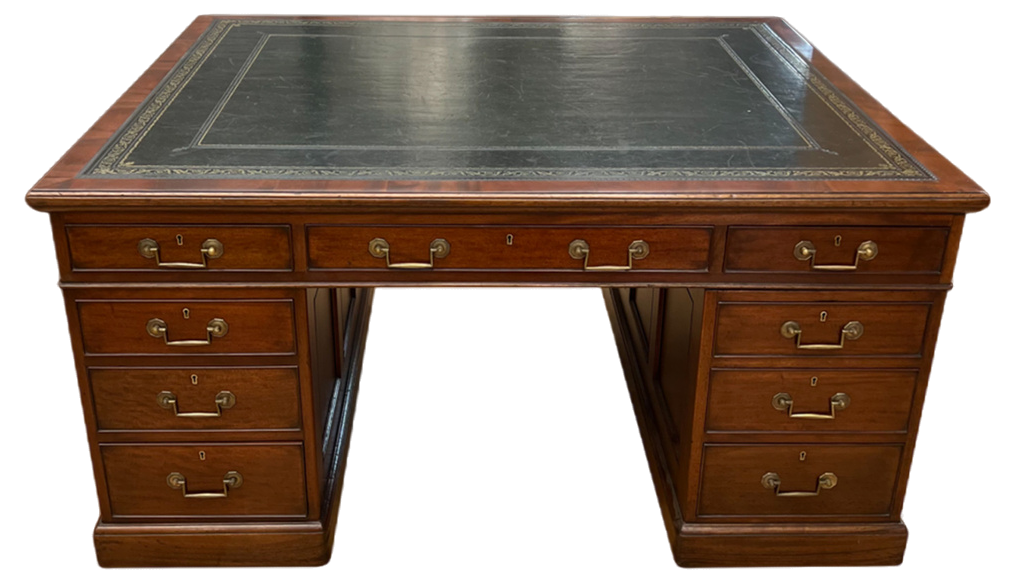 Large English Partners Desk, 1890s Chairish