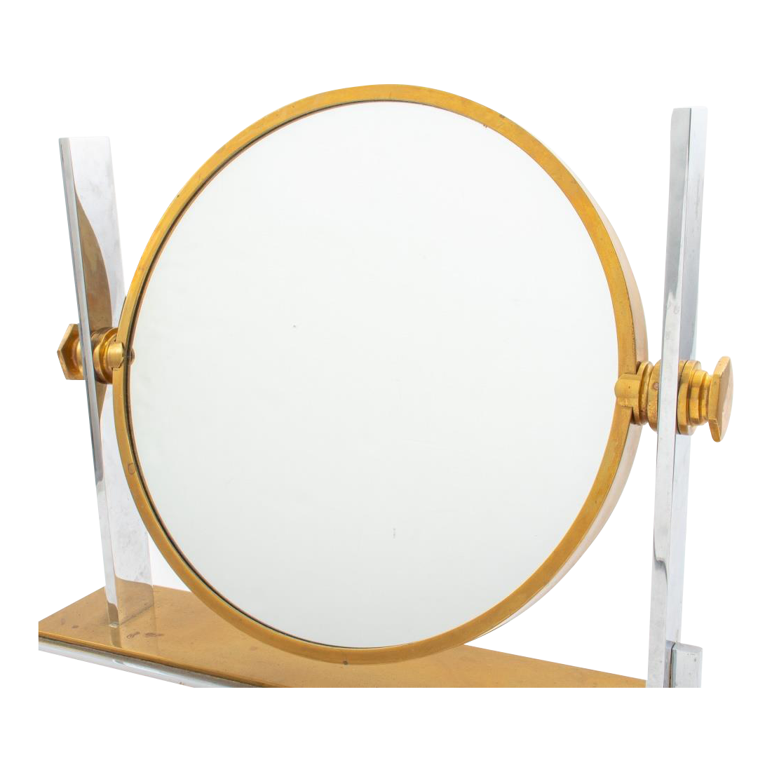 Karl Springer Large Chrome & Brass Vanity Mirror Chairish
