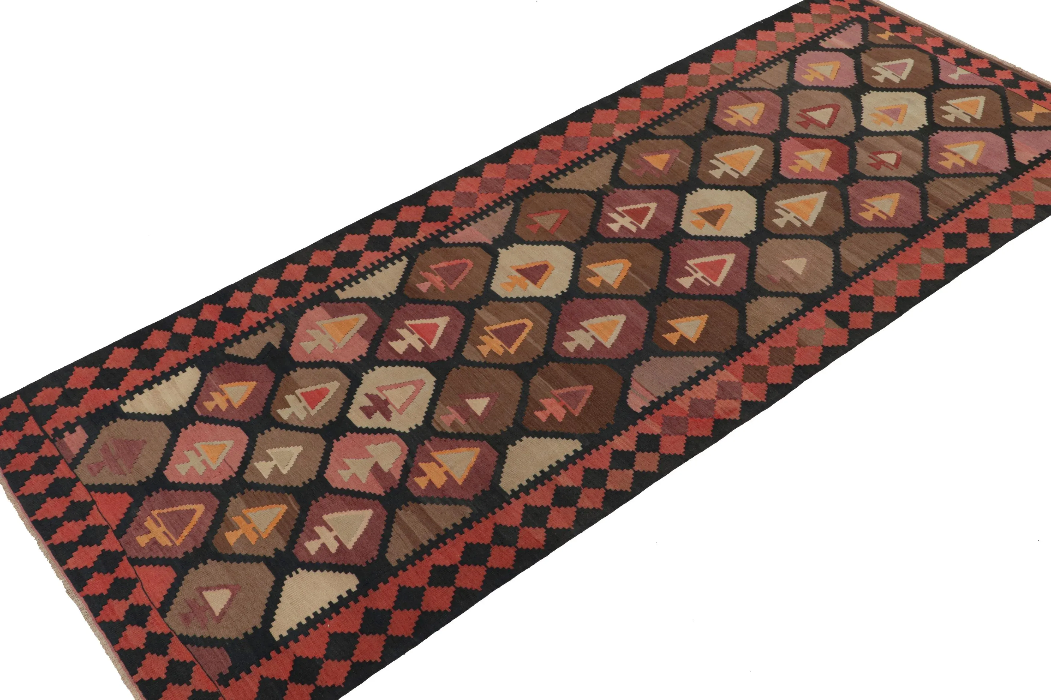 Vintage Persian Kilim in Red, Black and Brown Geometric Patterns by Rug & Kilim