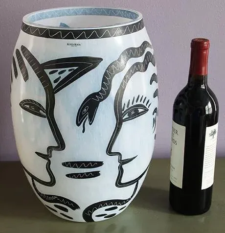 Late 20th Century Kosta Boda Caramba Adam & Eve Glass Vase by