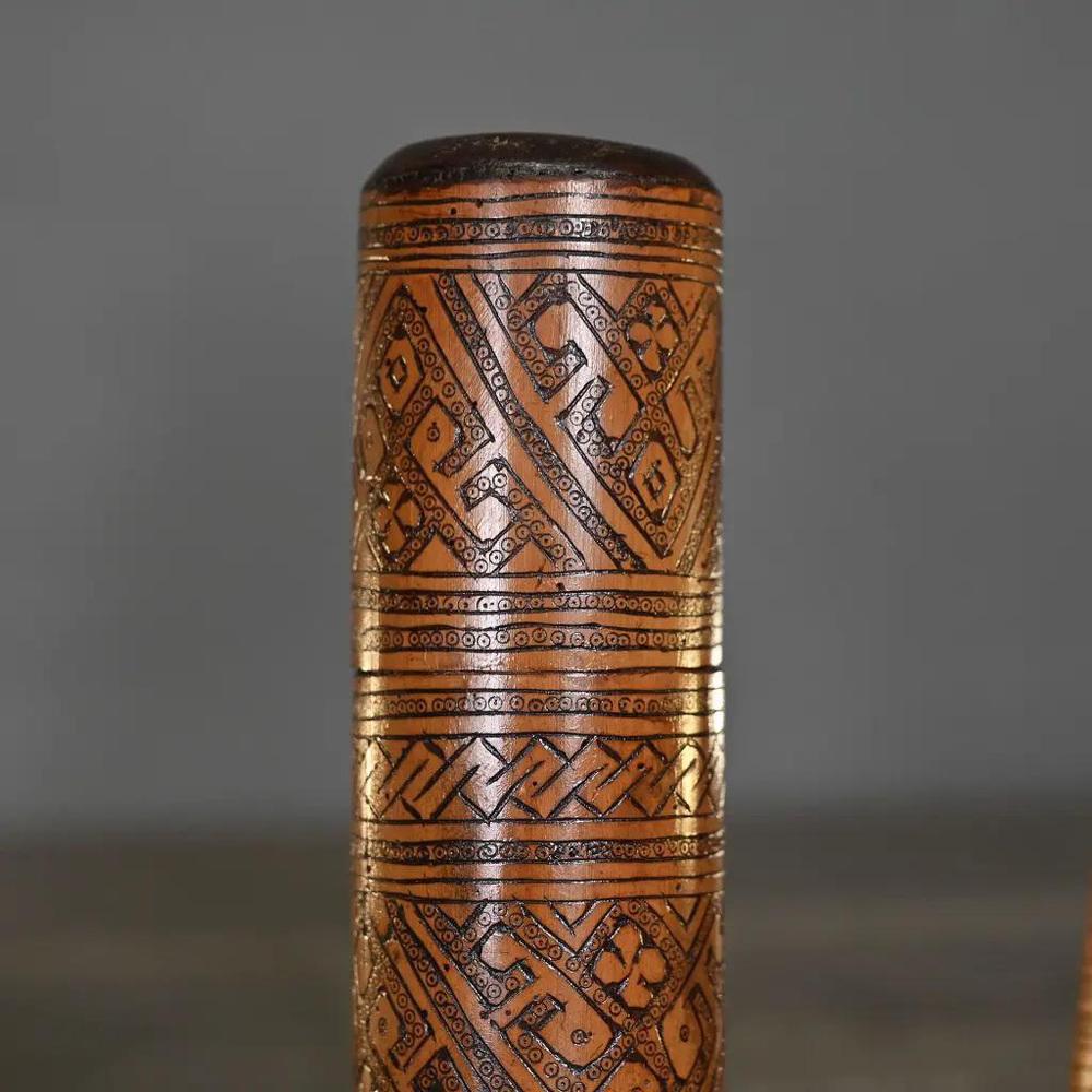 Carved Wooden Ointment Boxes, Timor, Set of 2