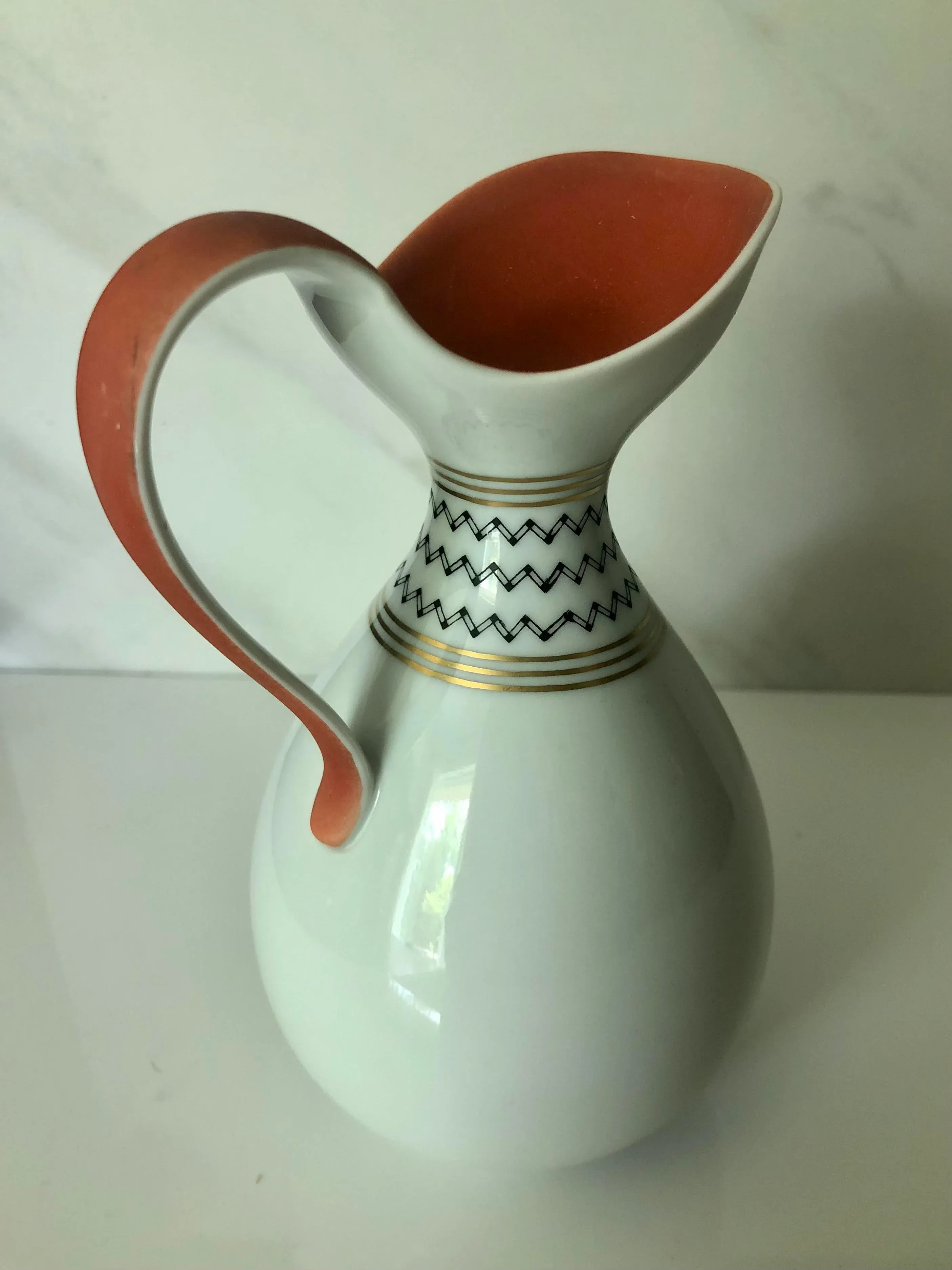 1950s Richard Ginori Italian Art Deco Porcelain Pitcher | Chairish