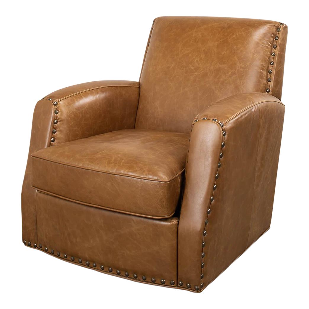 Classic Leather Swivel Armchair Chairish