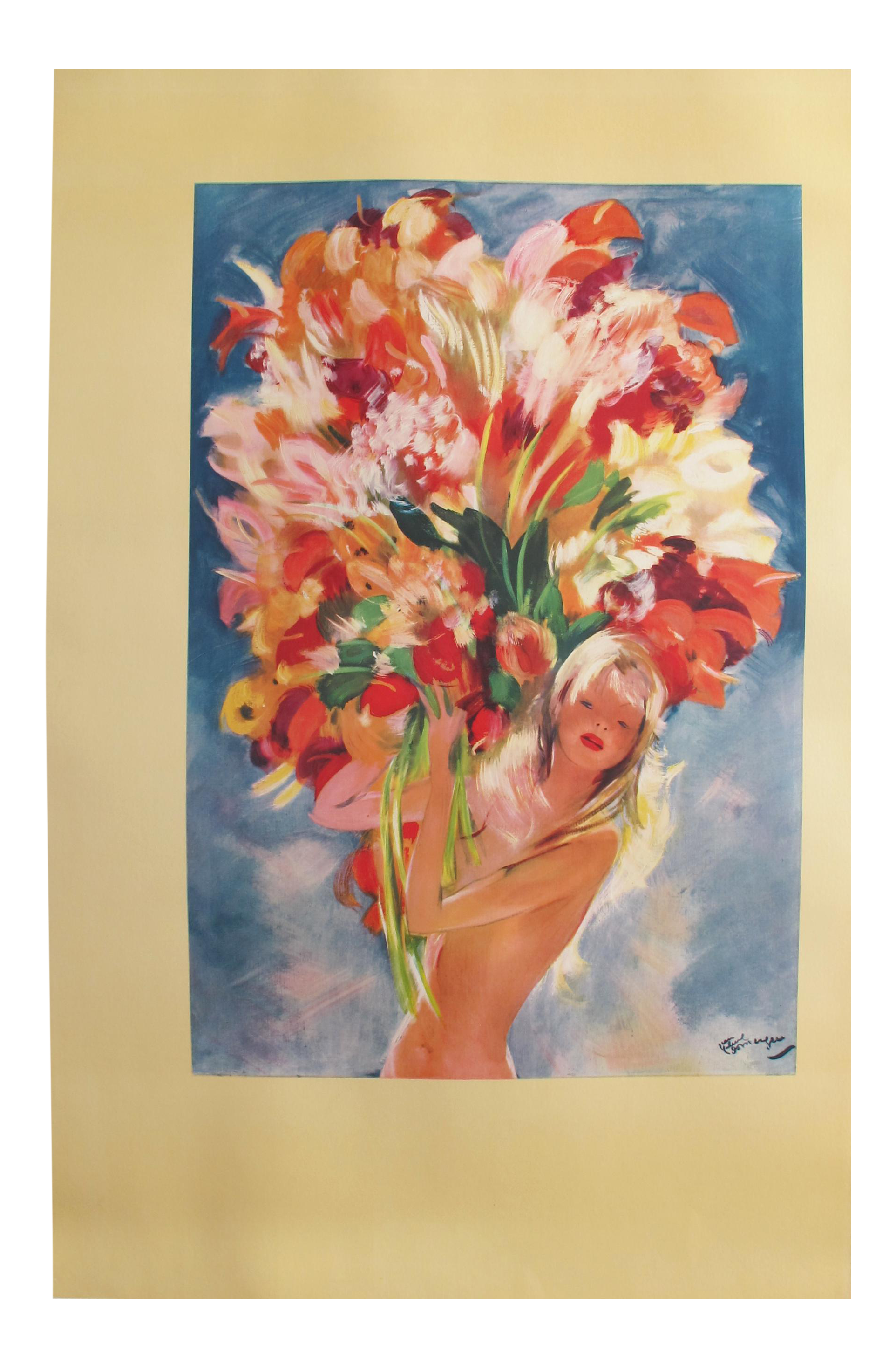 1940s Domergue Monte Carlo Flower Girl Poster Chairish