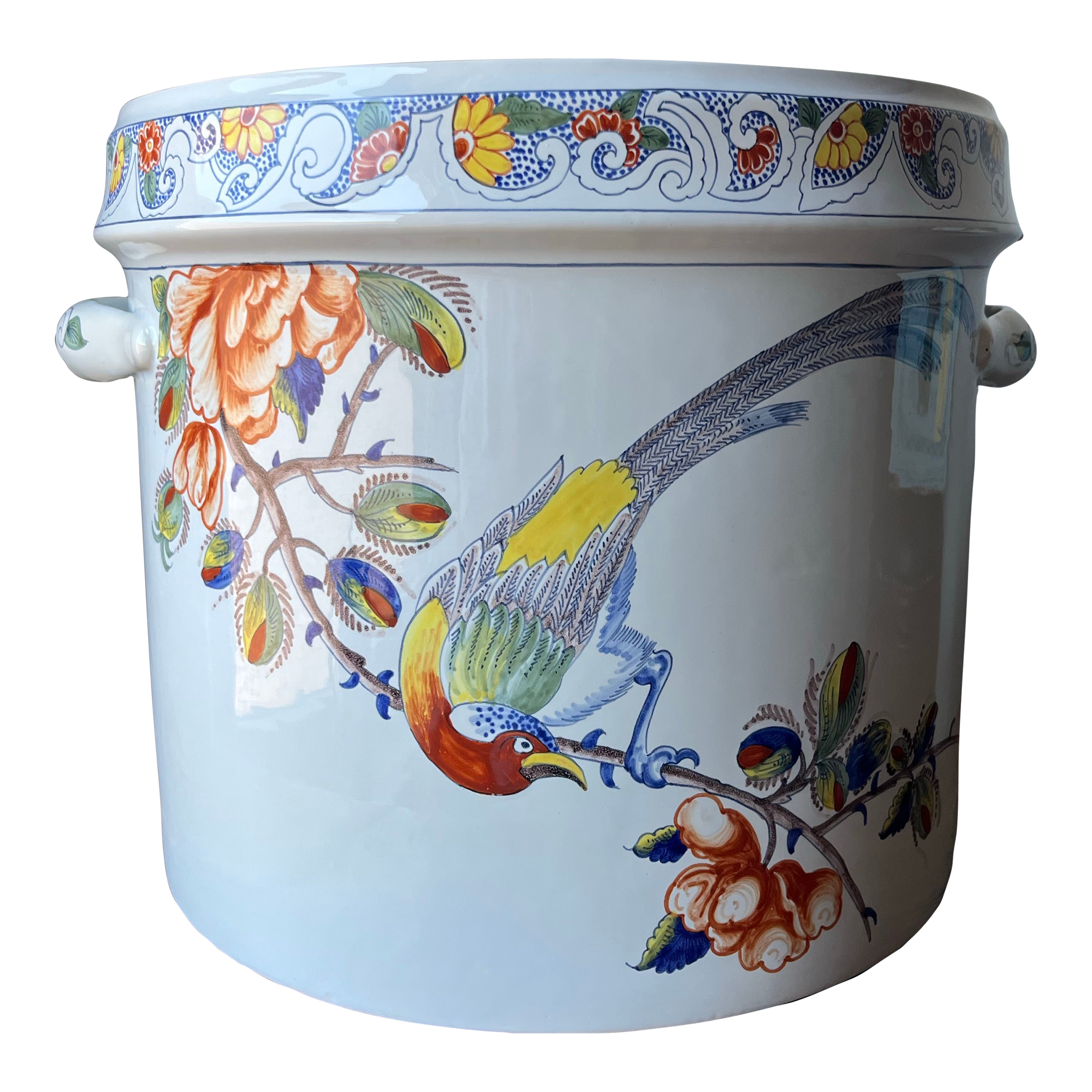 Handpainted Faience Planter Jardiniere Made in France for Tiffany