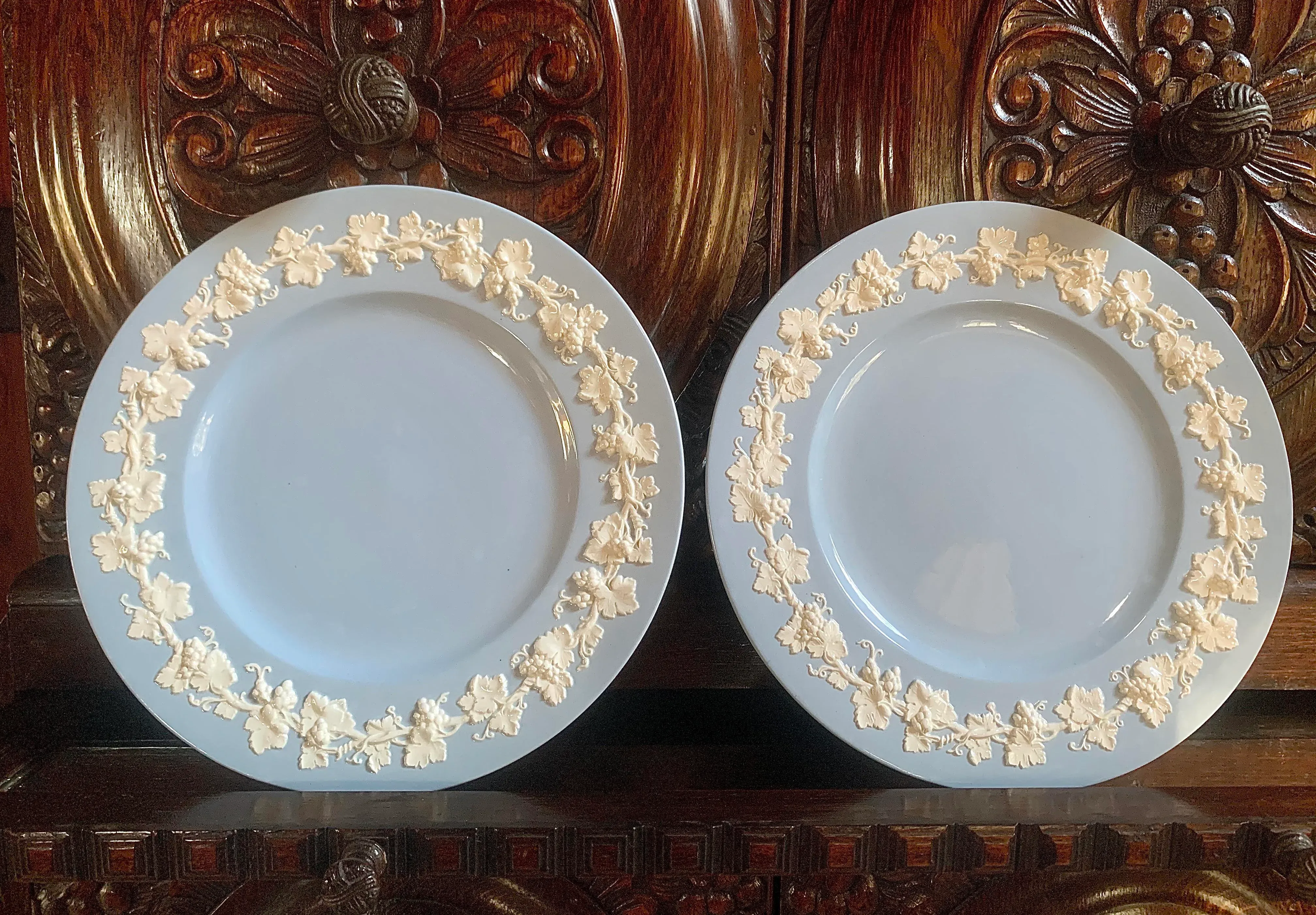 English Wedgwood Embossed 'Queens Ware' in Lavender With Grapevine