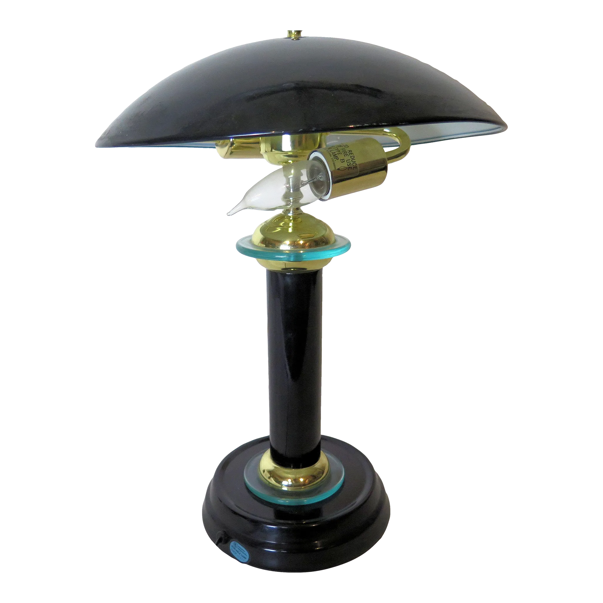 1980s Black Art Deco Revival Table Lamp | Chairish
