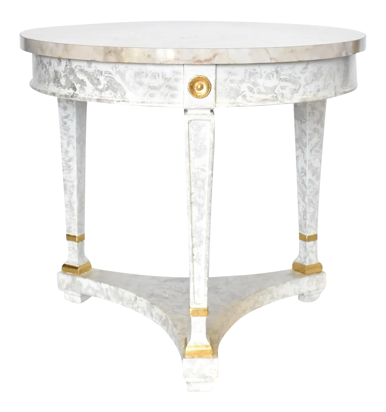 Vintage Neoclassical Round Faux Marble Side Table Chairish