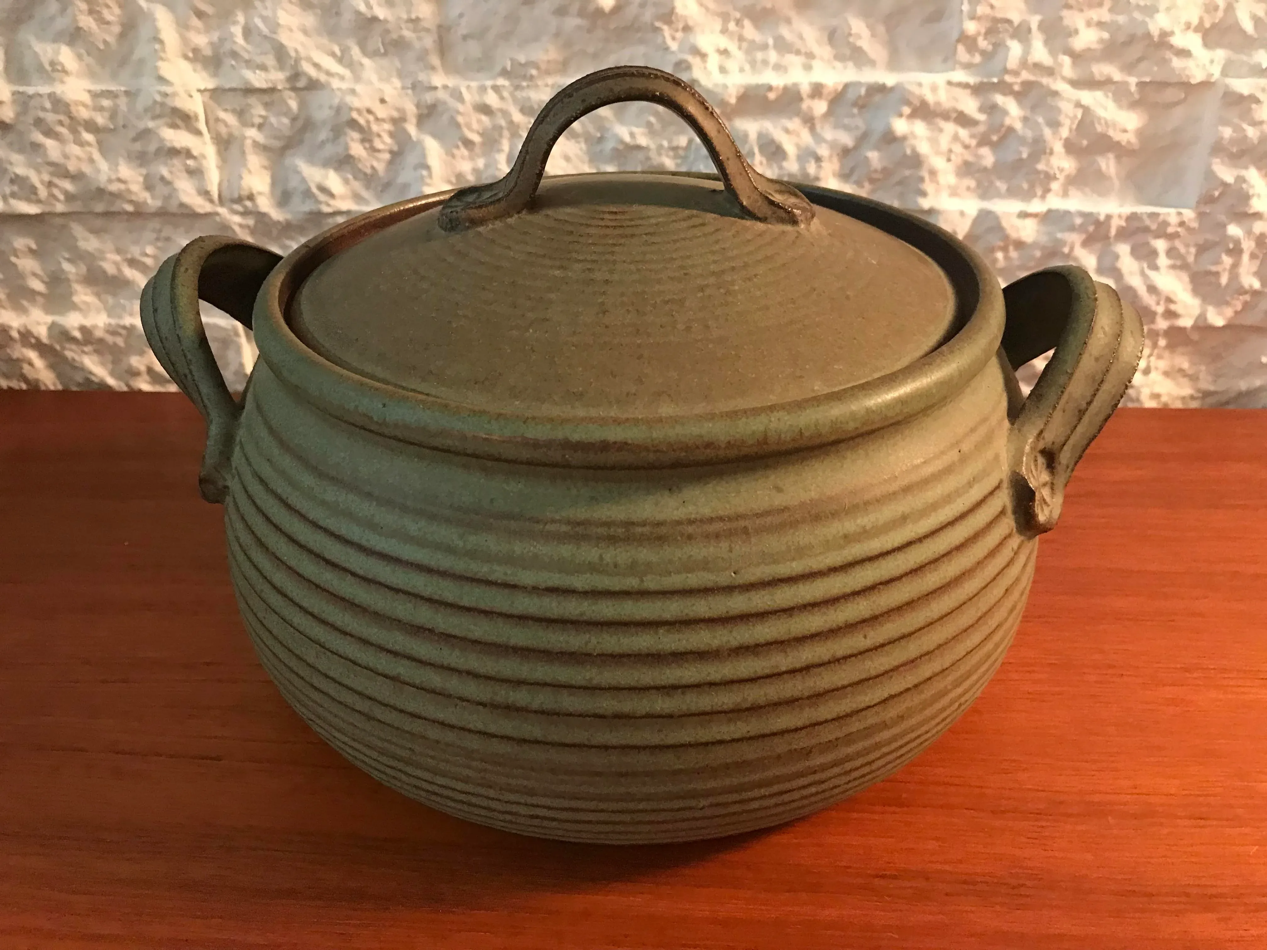Circa 1950s Vintage Mid-Century Modern Skala American Studio Art Pottery Lidded Vessel