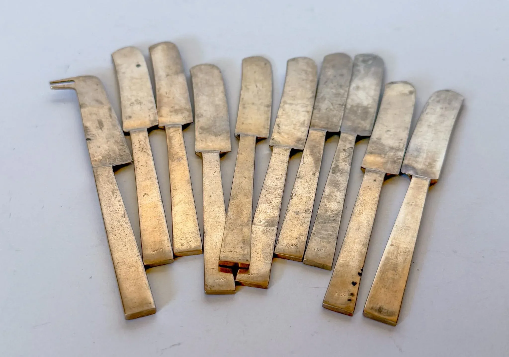 Vintage Mid Century Modern Solid Nickel Bronze Spreaders