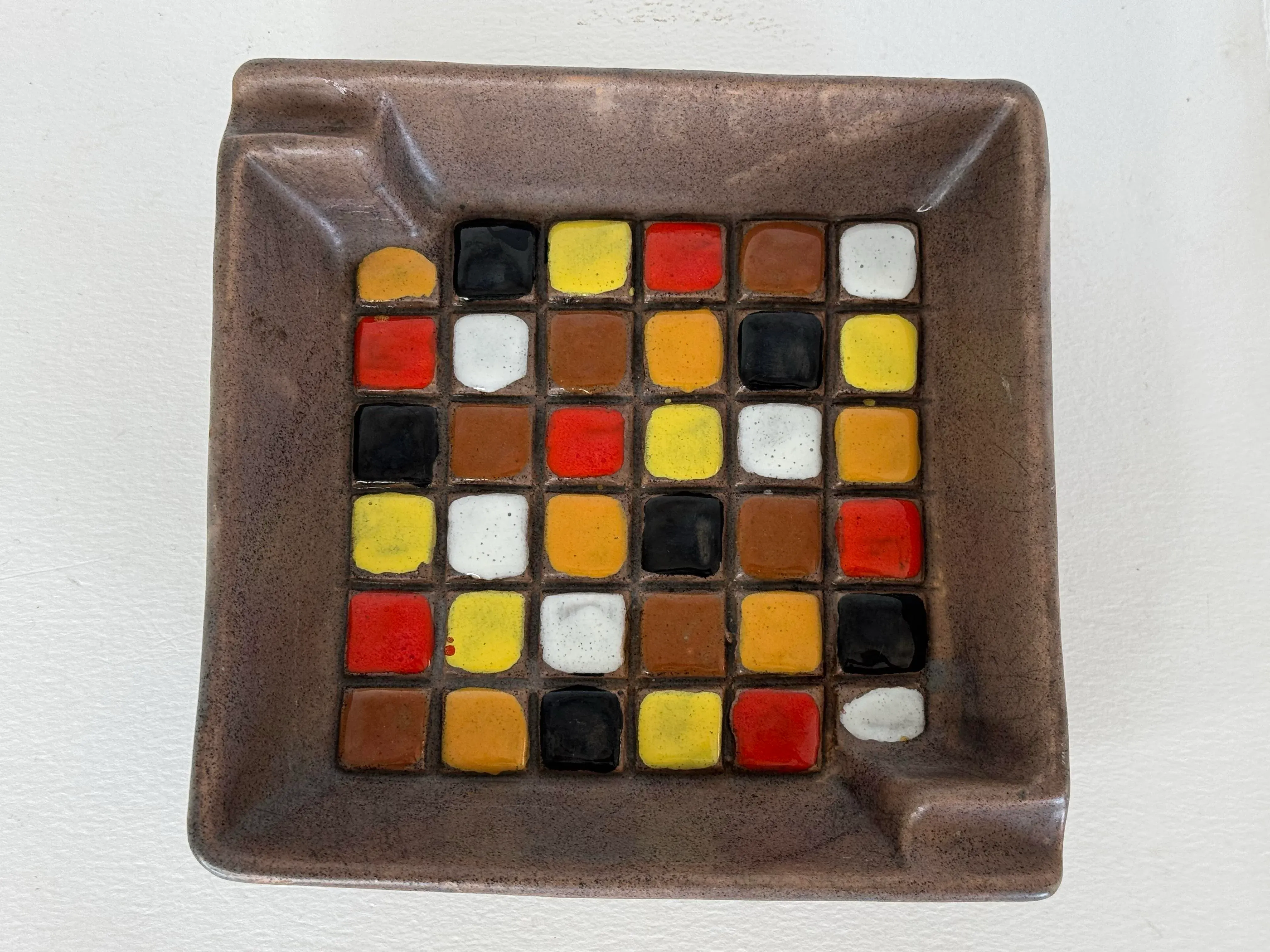 Vintage 1960s Aldo Londi Bitossi Multi-Color Square Ceramic