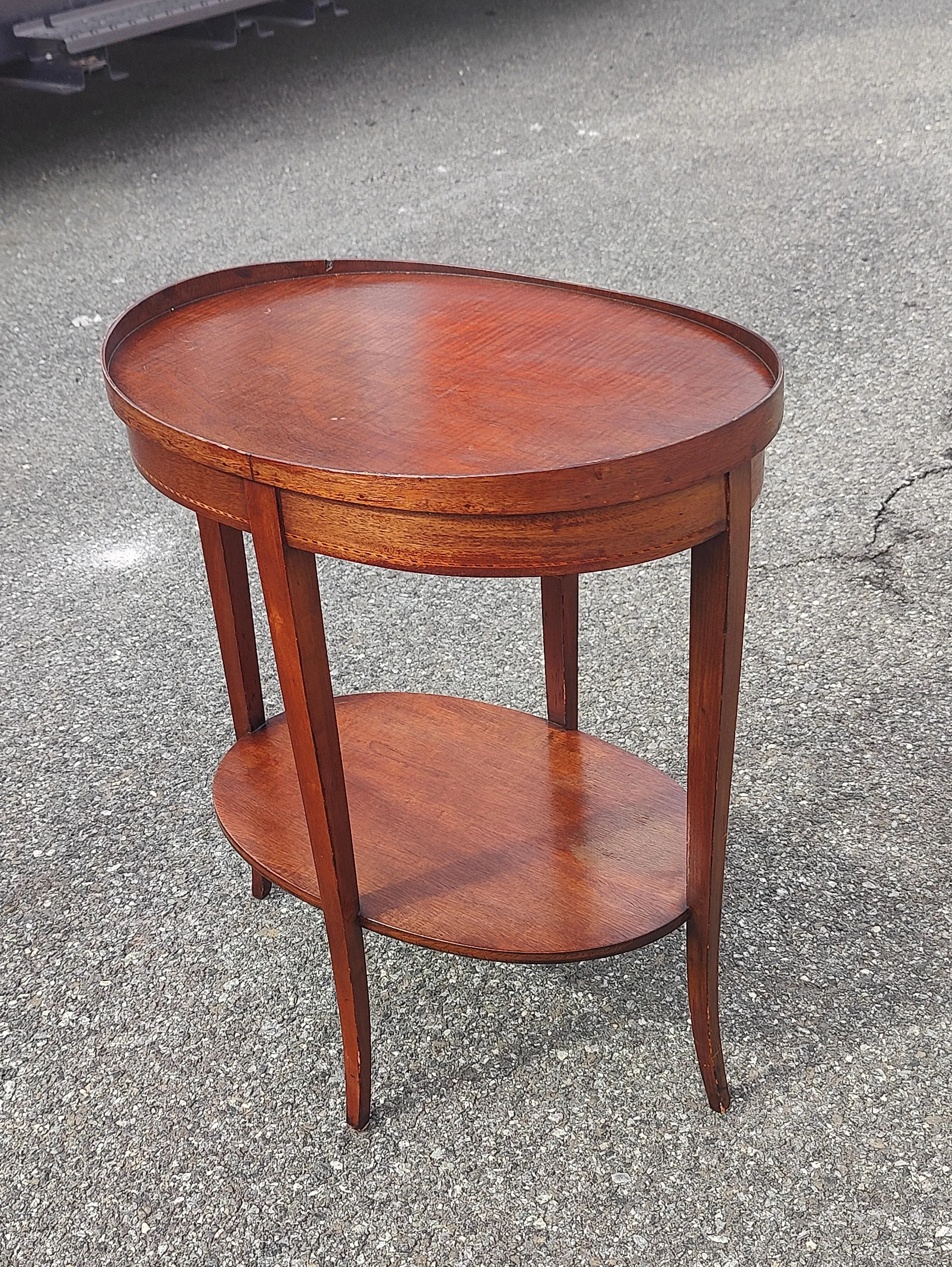 Mersman Tiered Mahogany Inlay Oval Side Table - Mersman 6988