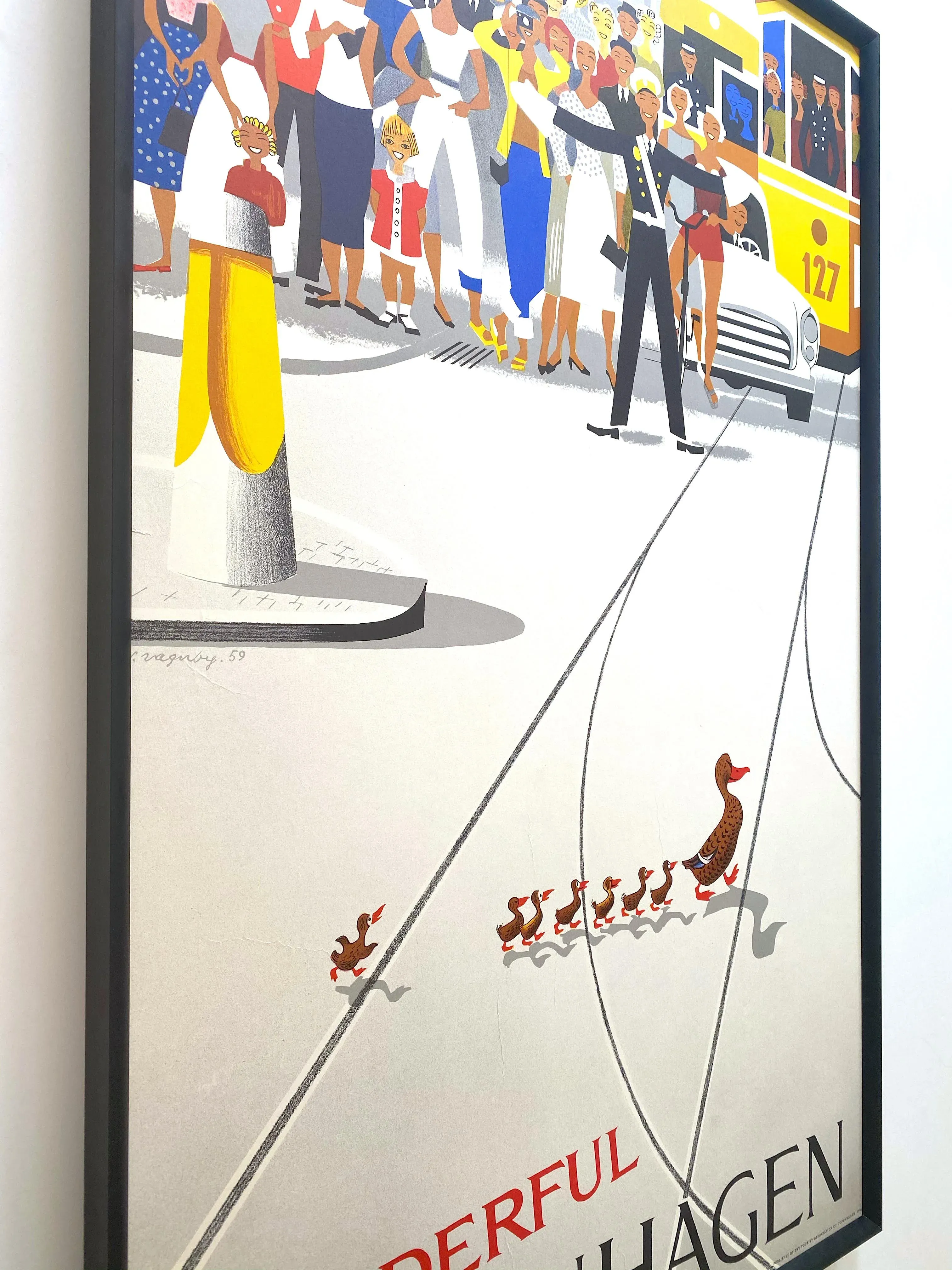 Vintage 1961 Mid Century Danish Modern Lithograph Print Viggo