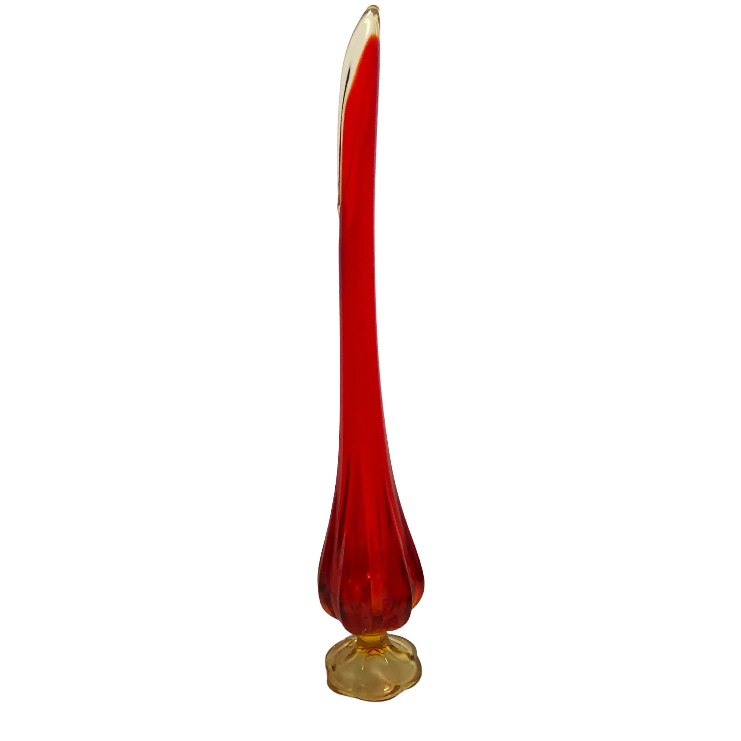 Late 20th Century Amberina Red & Yellow Art Glass Pedestal Vase