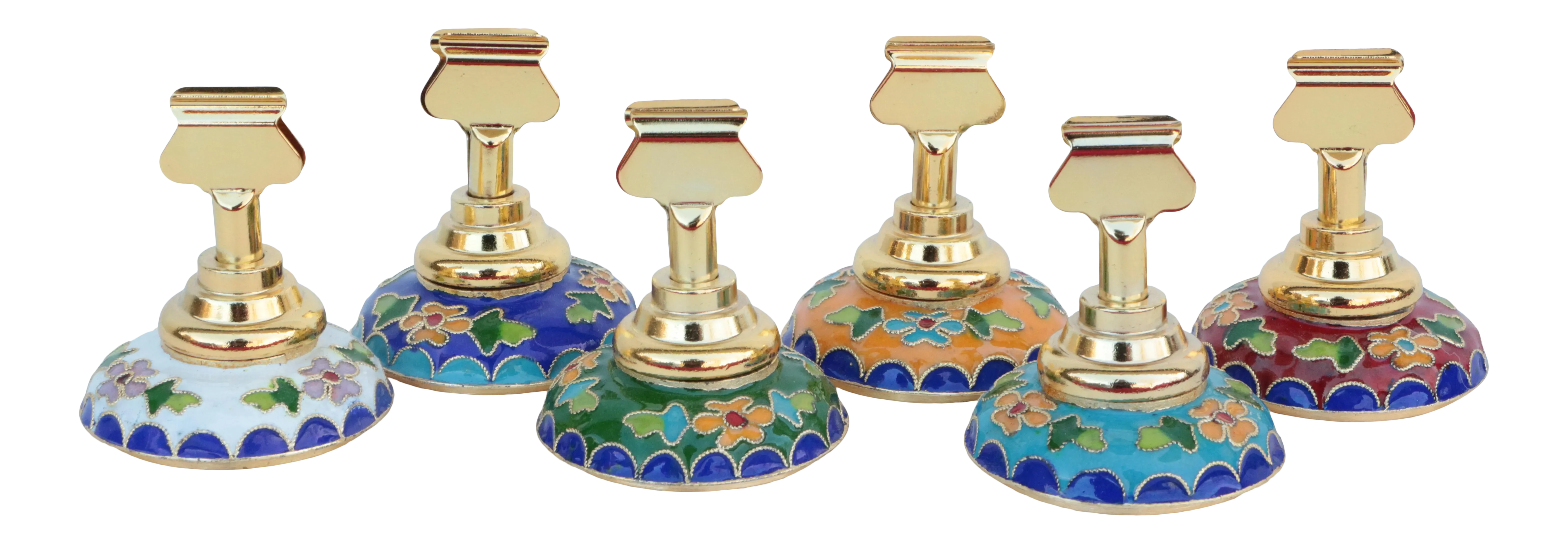 Floral Cloisonne Place-Card Holders - Set of 6