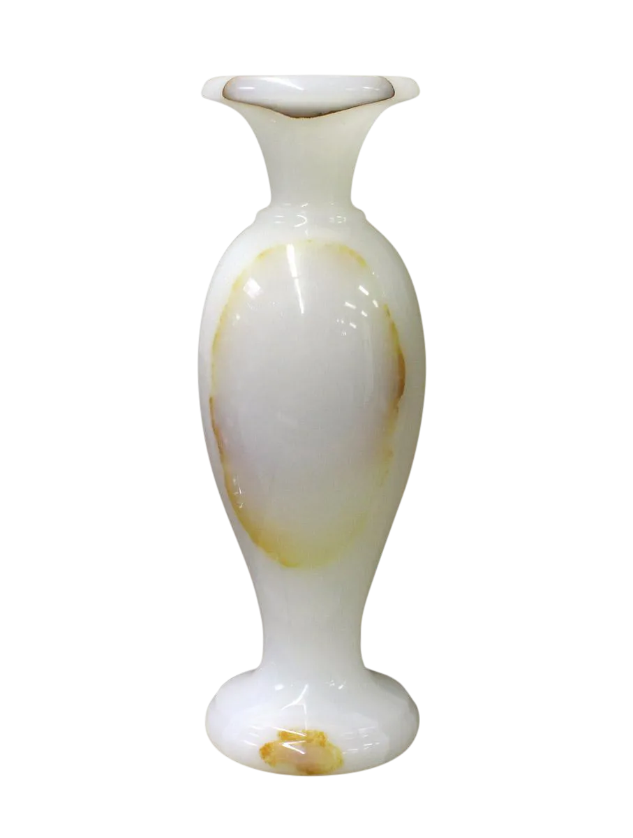 White Stone Carved Round Small Display Vase cs2633 Chairish