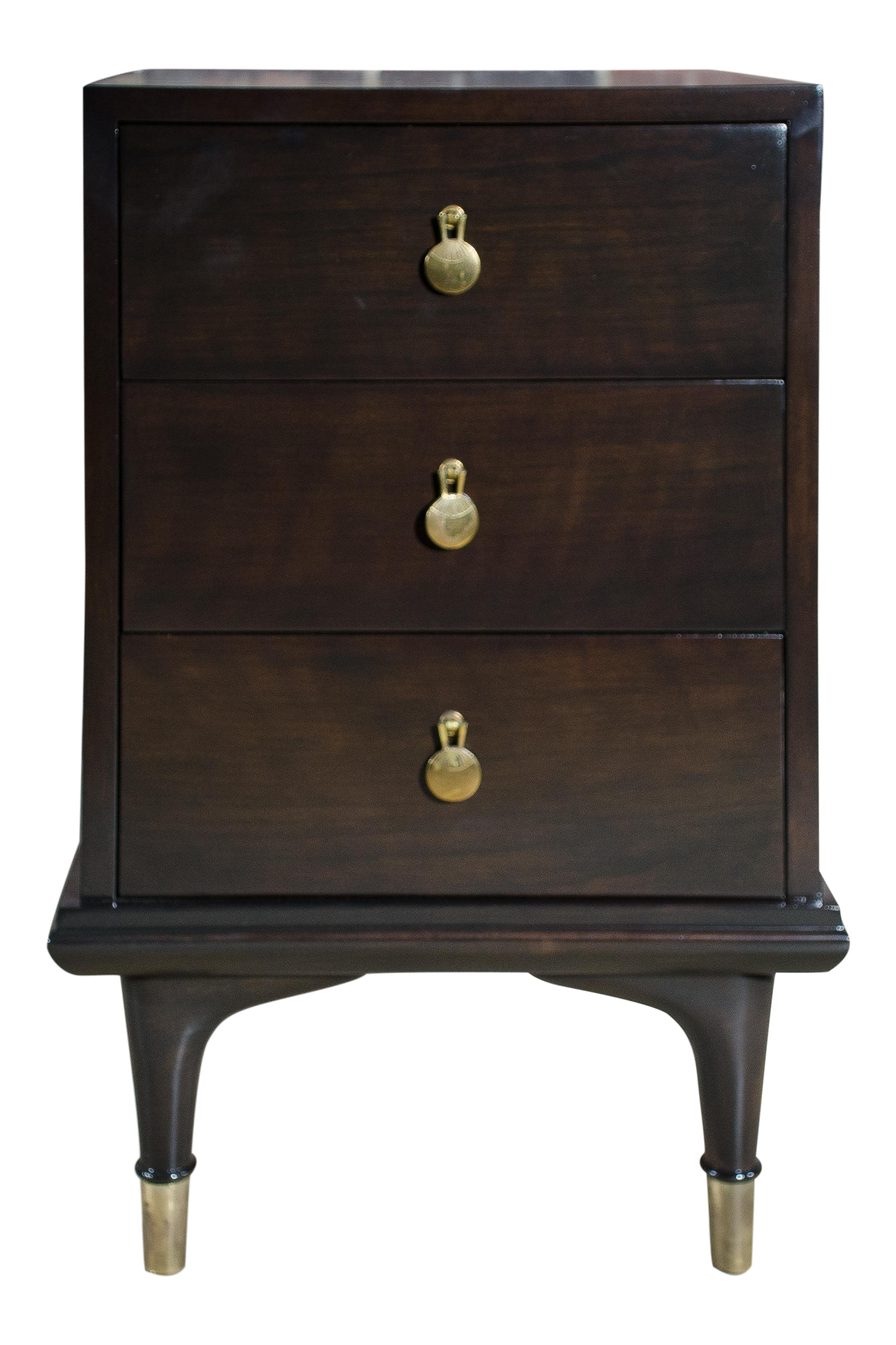 Espresso Stained 3 Drawer Nightstand By Renzo Rutili For Johnson