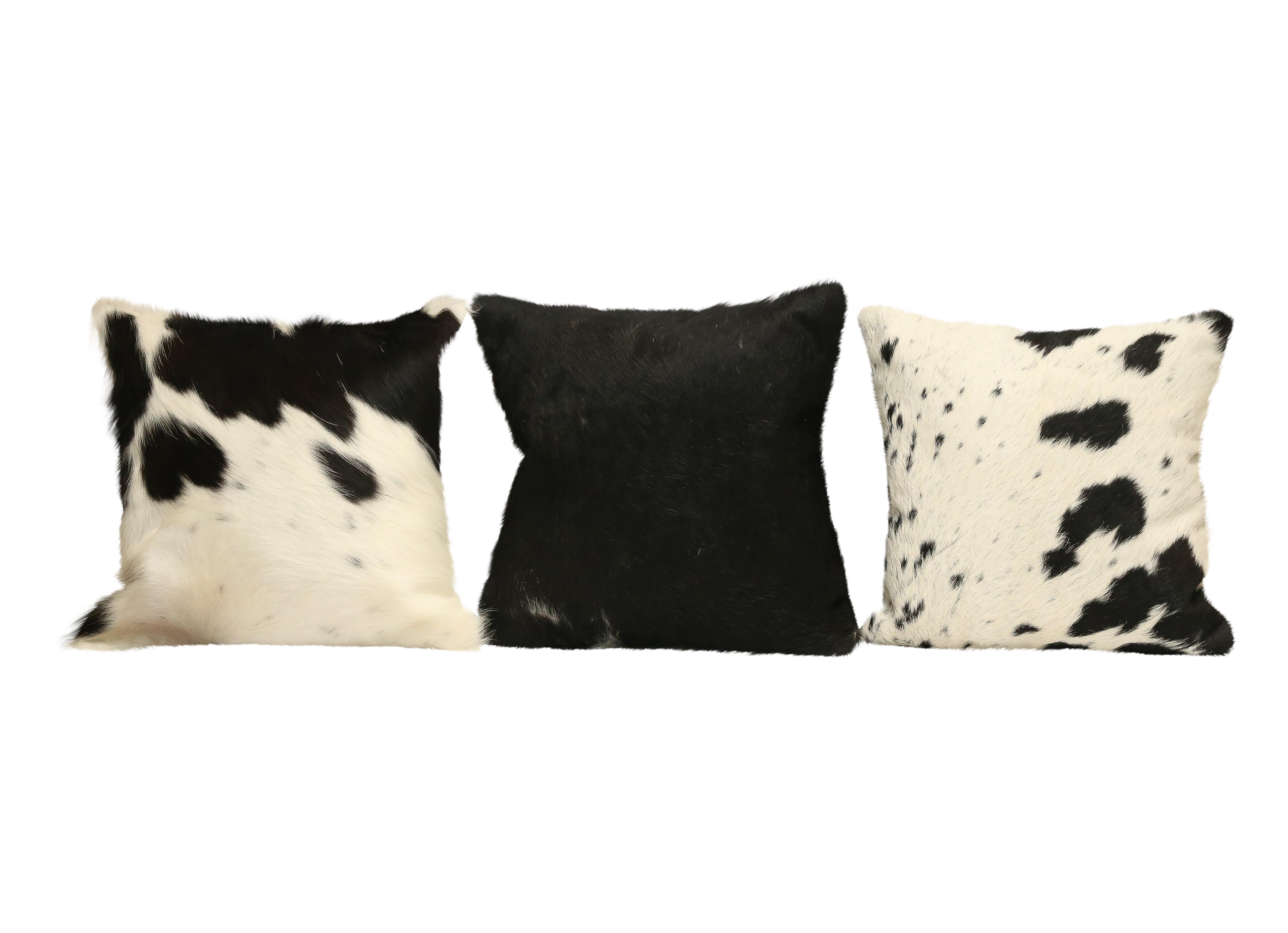 Black And White Cow Hide Pillows Set Of 3 Chairish