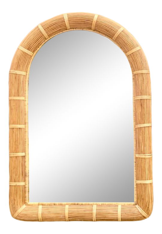 Vintage Coastal Arched Rattan Mirror Chairish