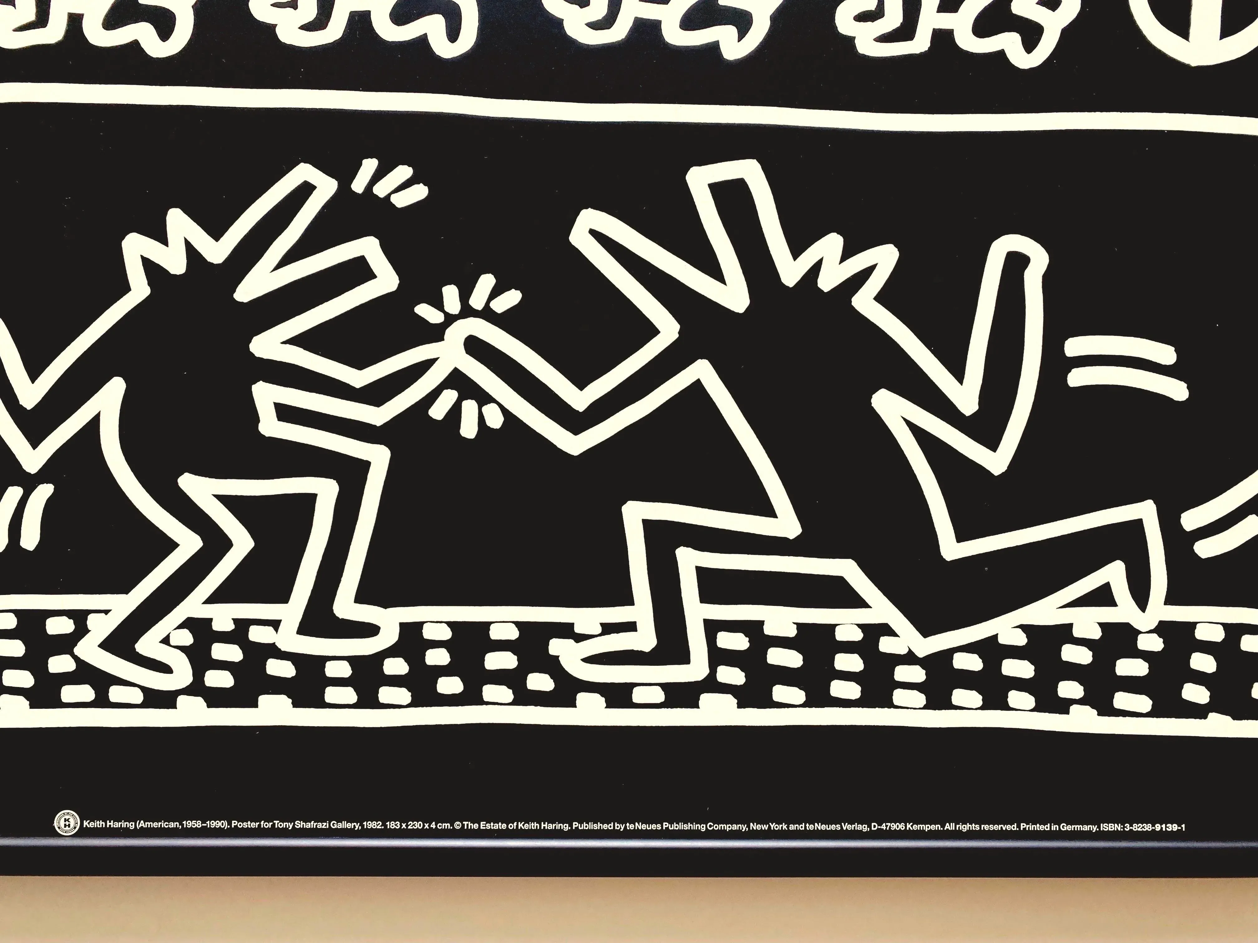 Keith Haring Estate Vintage 1993 Lithograph Print Framed Pop Art