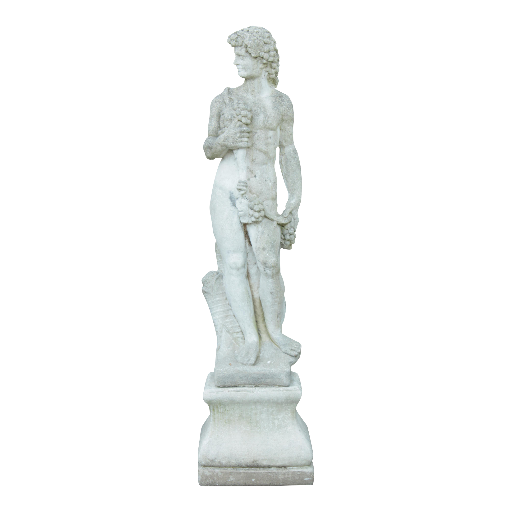 Vintage Tall Cast Stone Garden Statue of Bacchus Chairish