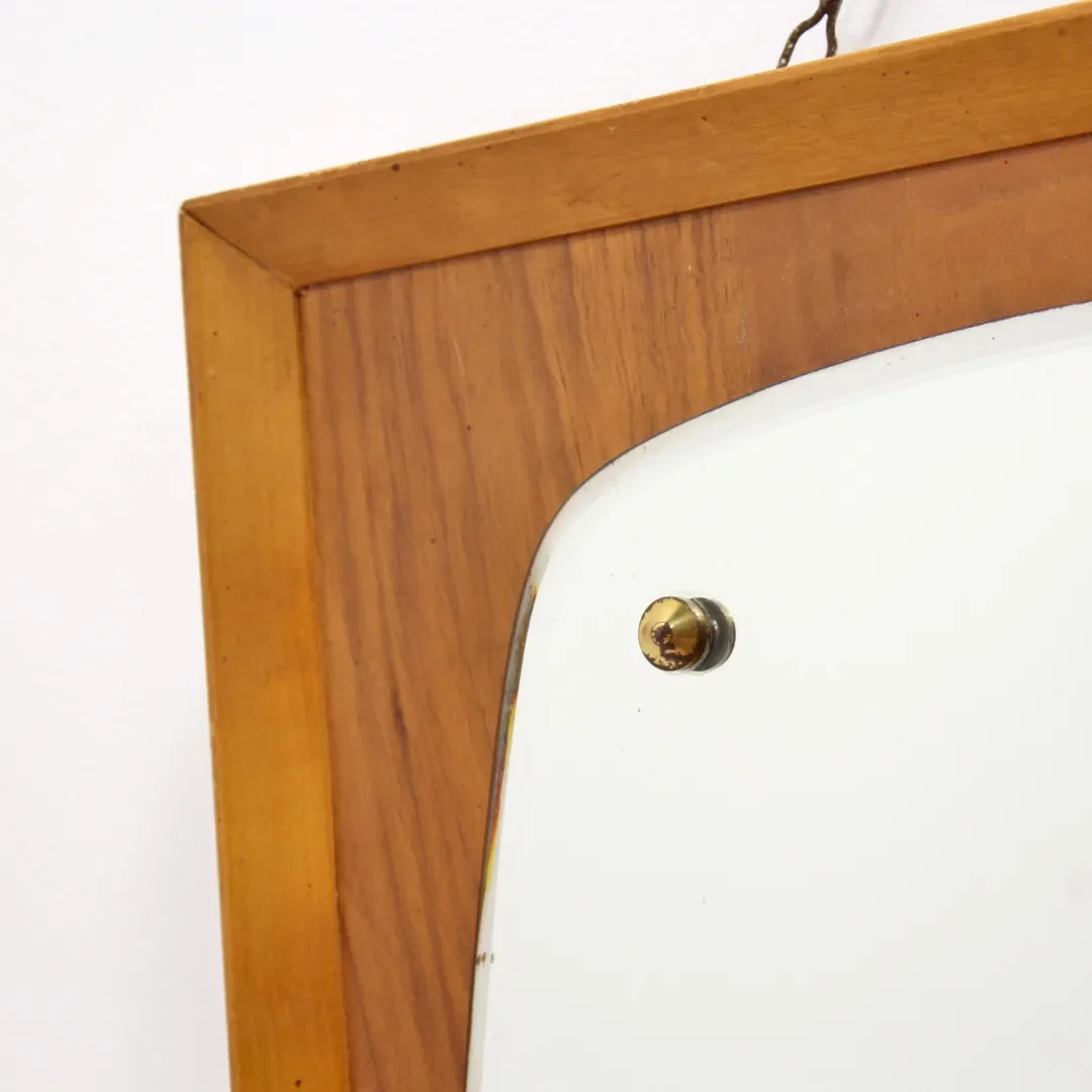 Mid Century Walnut & Oak Wall Mirror