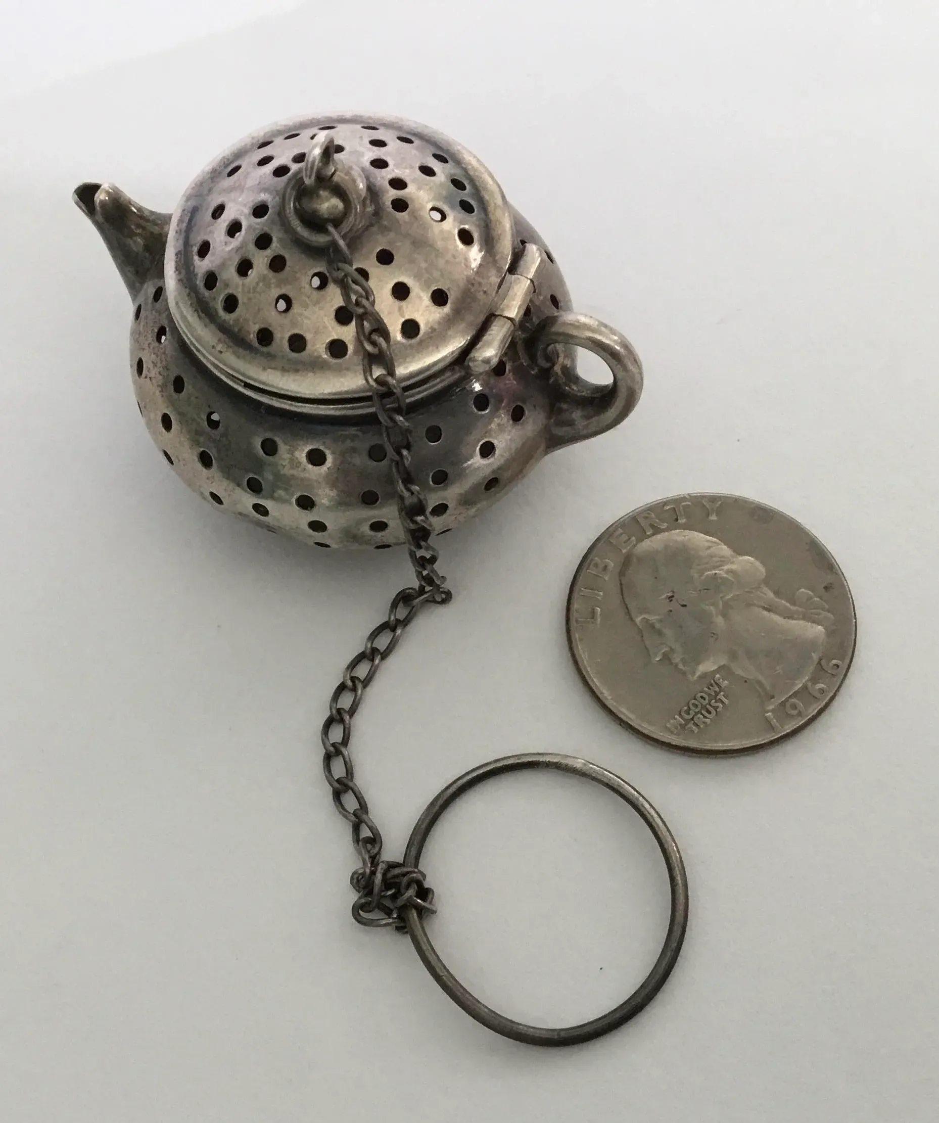 Antique Sterling Silver “ Teapot” Tea Strainer