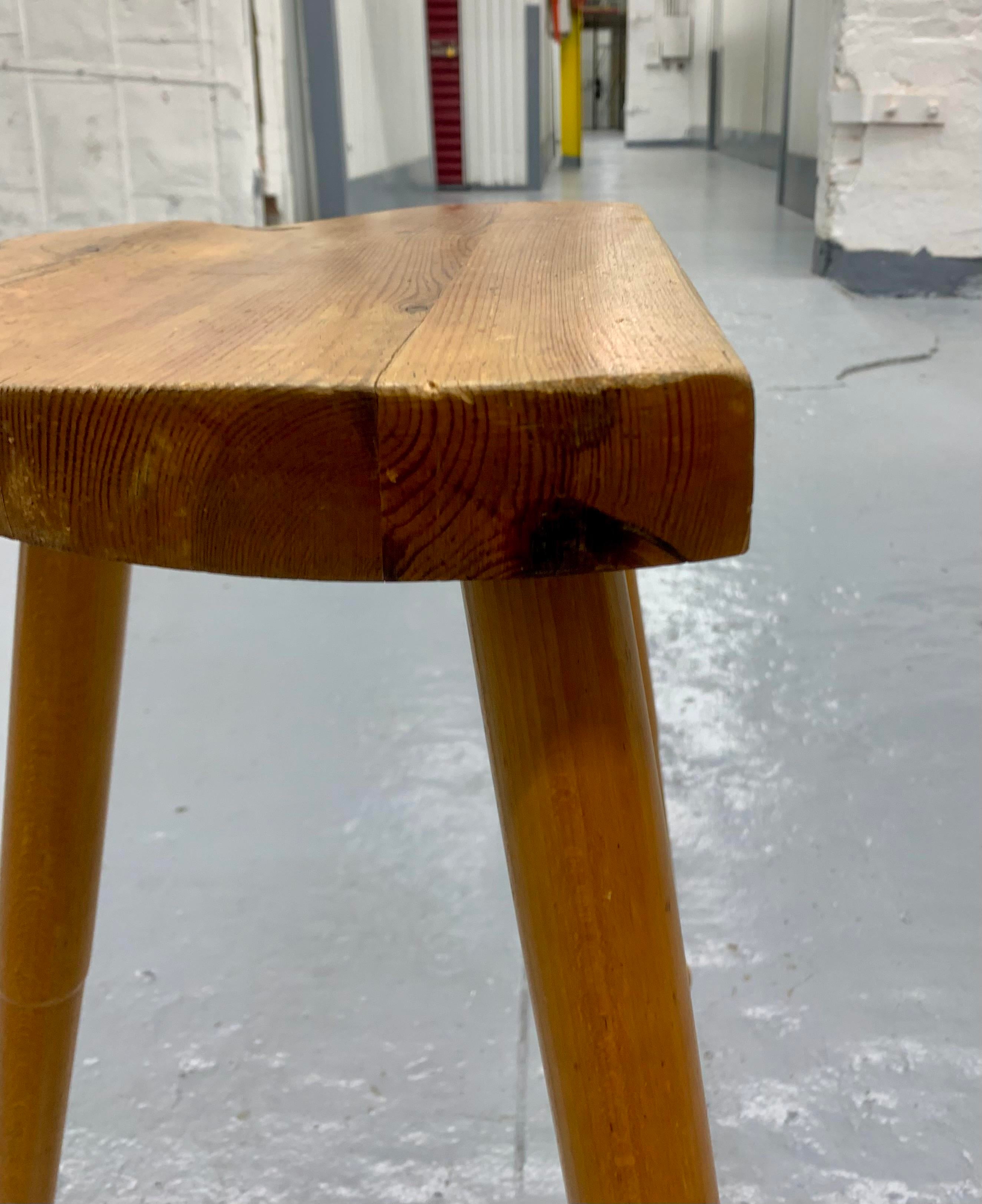 Tall Tripod Stool in Solid Pine, by a Danish Cabinetmaker, Mid