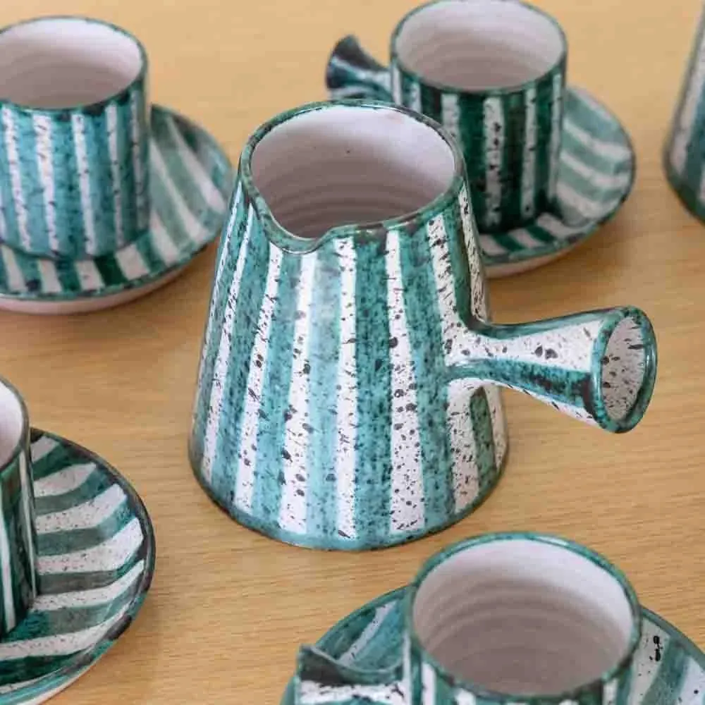1950's French Ceramic Coffee Set From Vallauris- 27 Pieces | Chairish