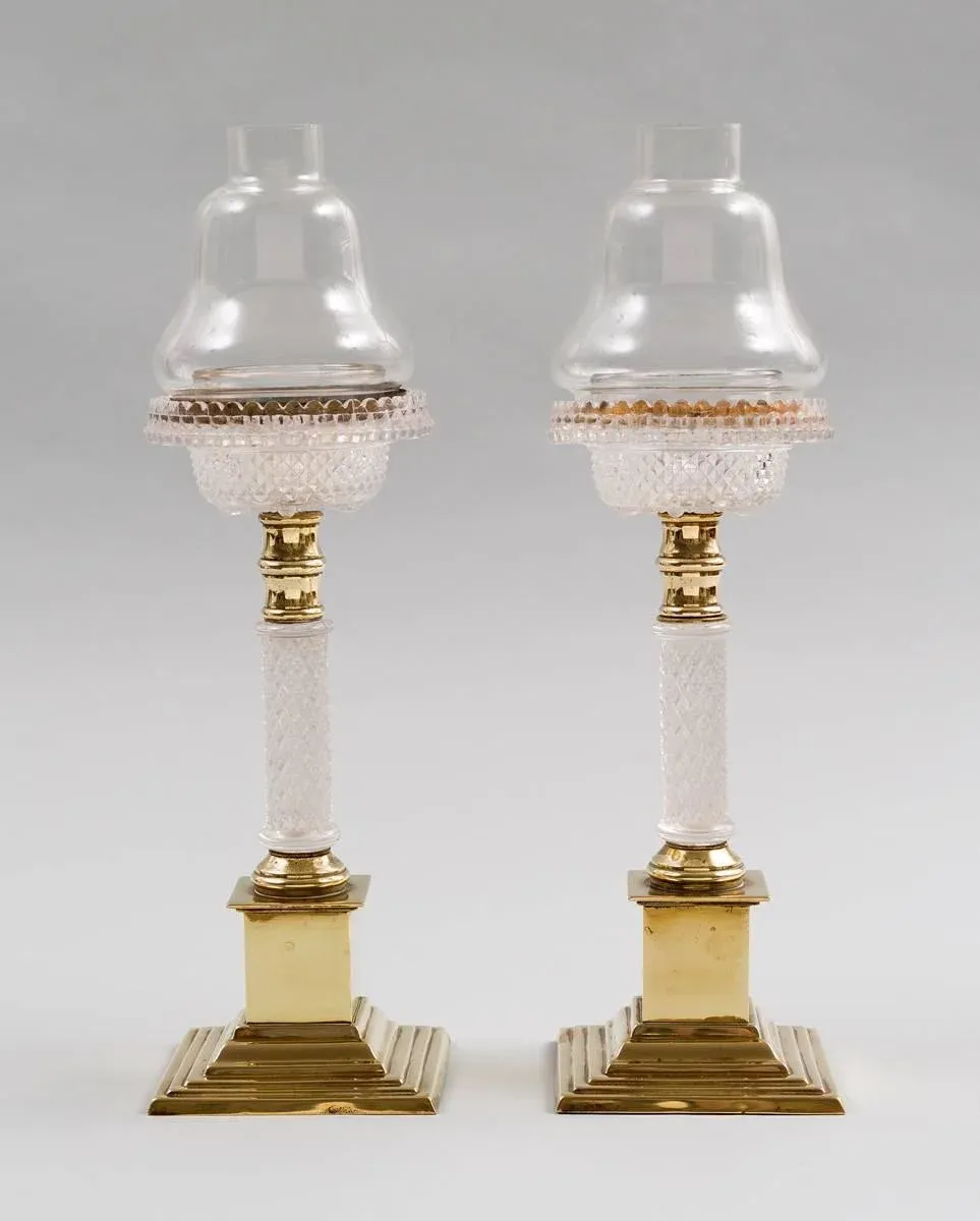 Antique Glass and Brass Cricklites - a Pair