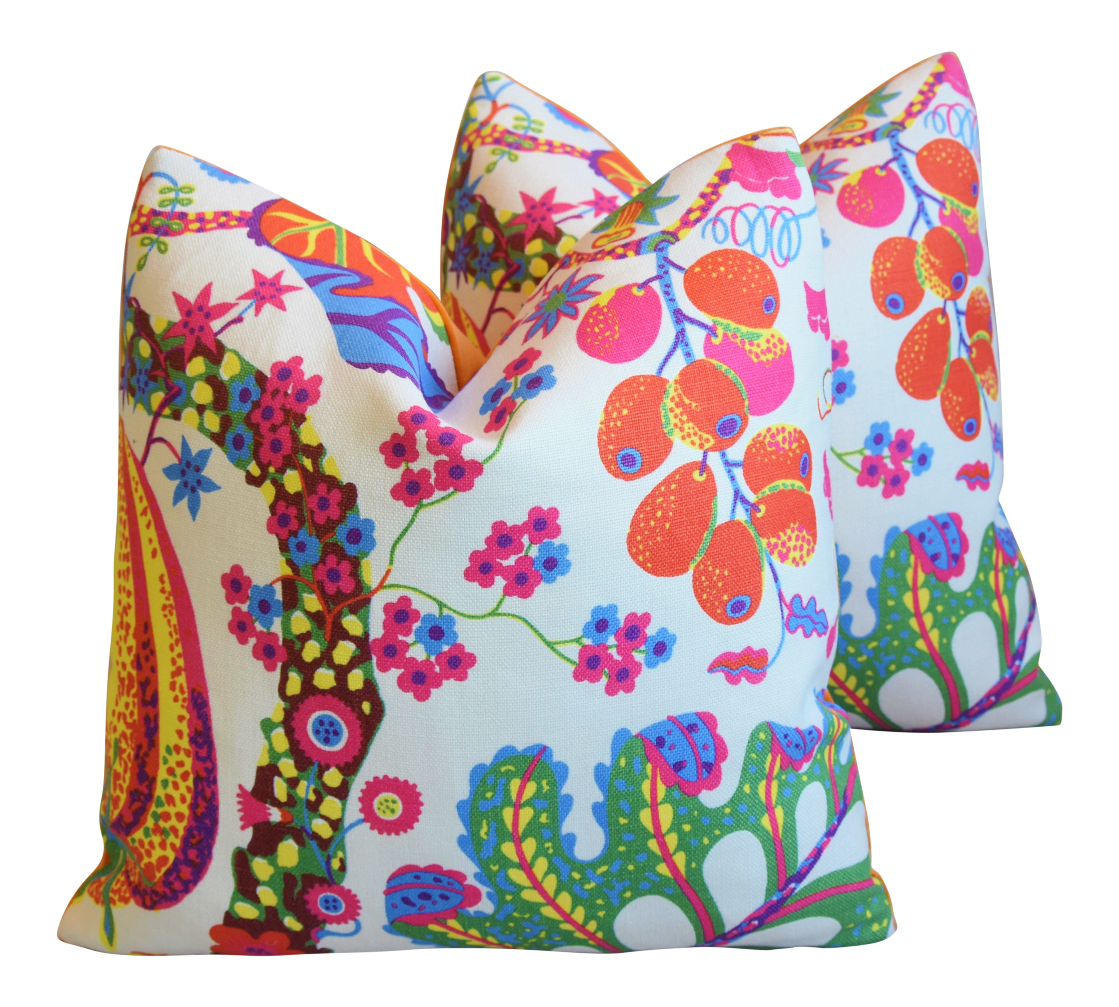 Josef Frank Floral Linen Velvet Feather Down Pillows 20 Square