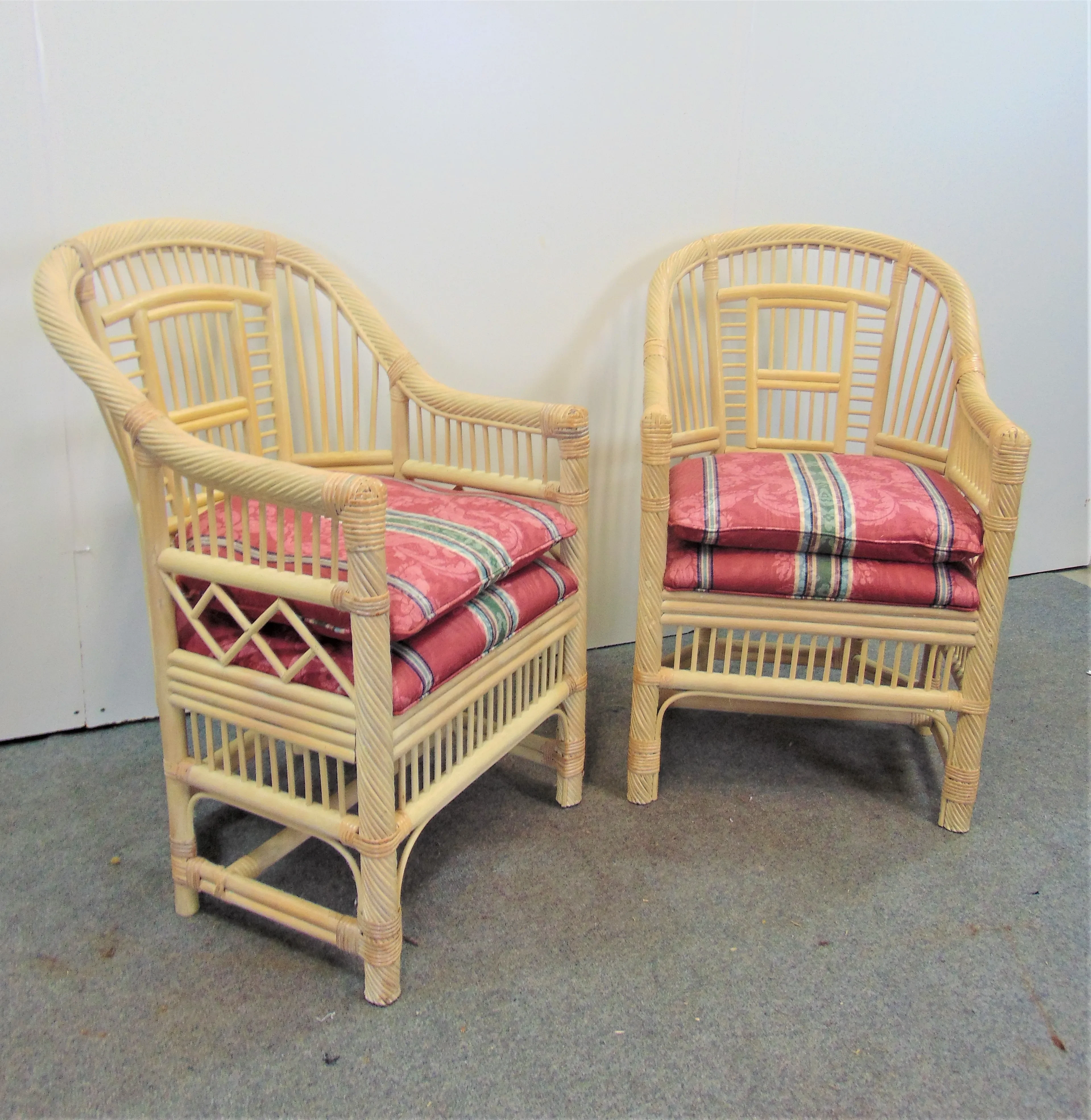 Andre Originals Chinoiserie Style Rattan Chairs - a Pair