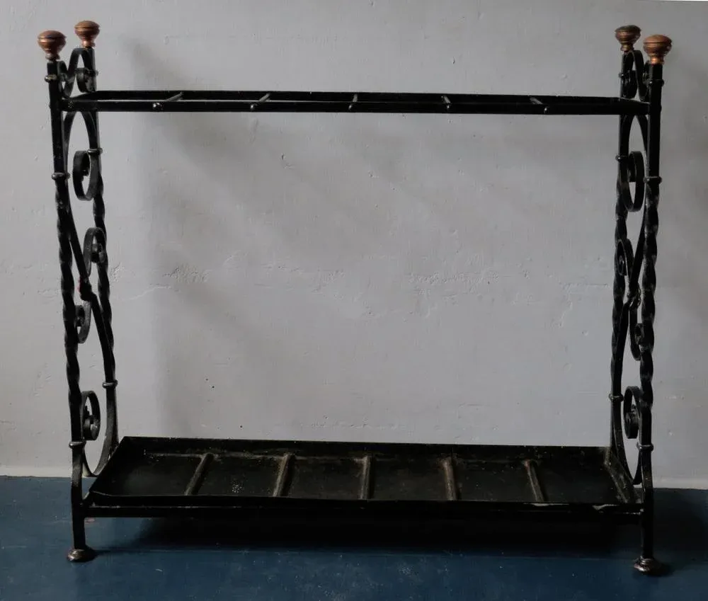 Wrought Iron and Brass Umbrella Stand, 1890s