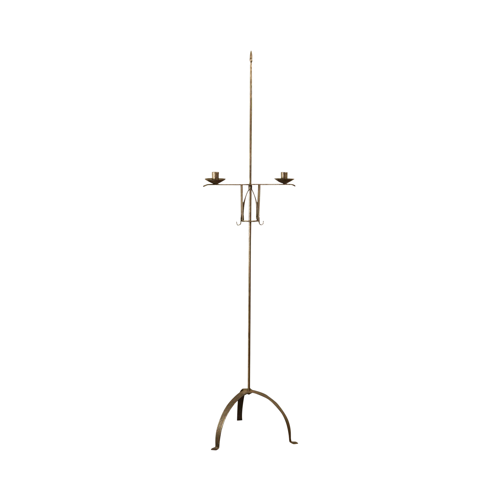 Hand Forged Wrought Iron Floor Standing Double Adjustable