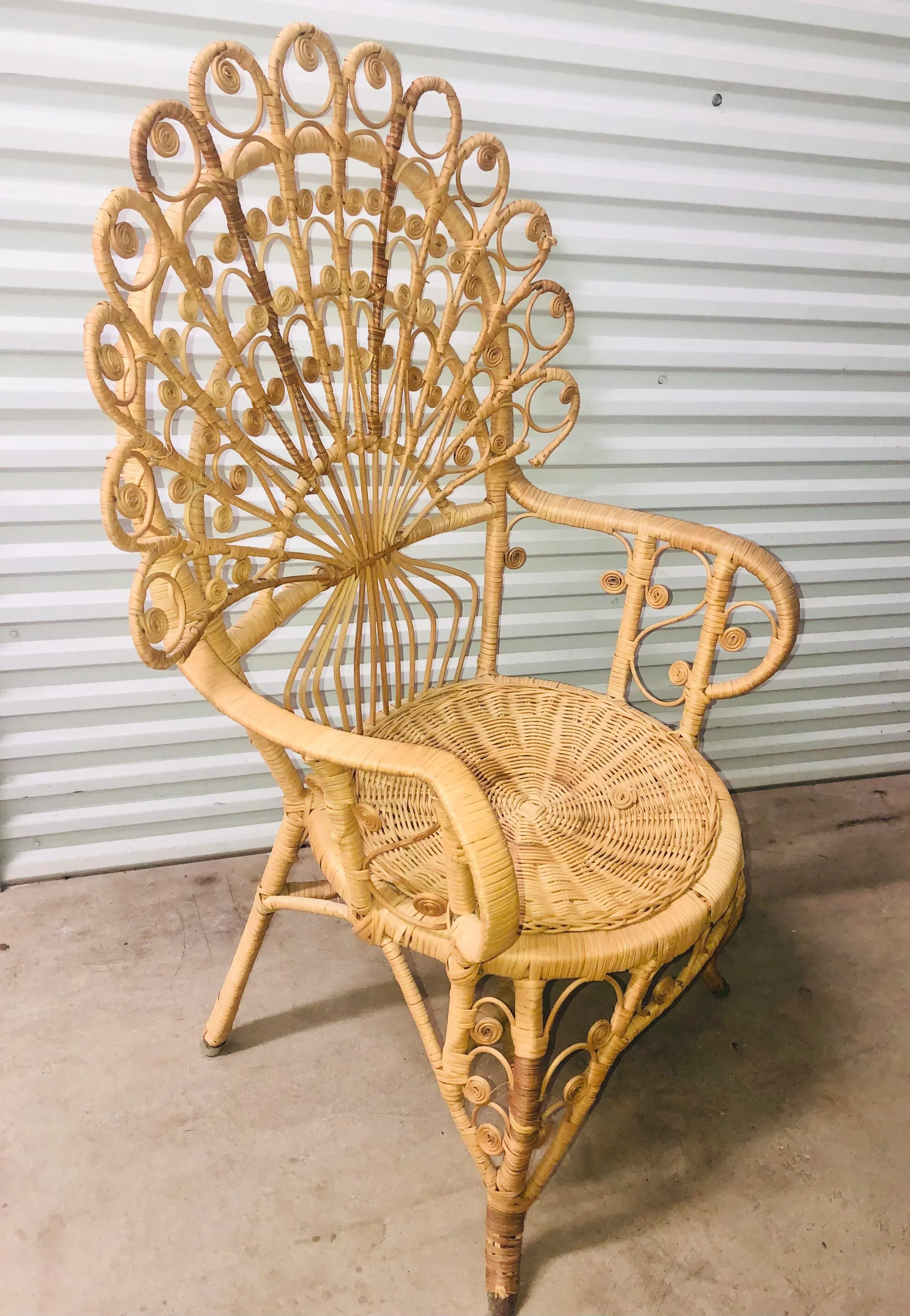 Vintage Wicker Cane Peacock Chair For Sale Vintage Wicker Peacock