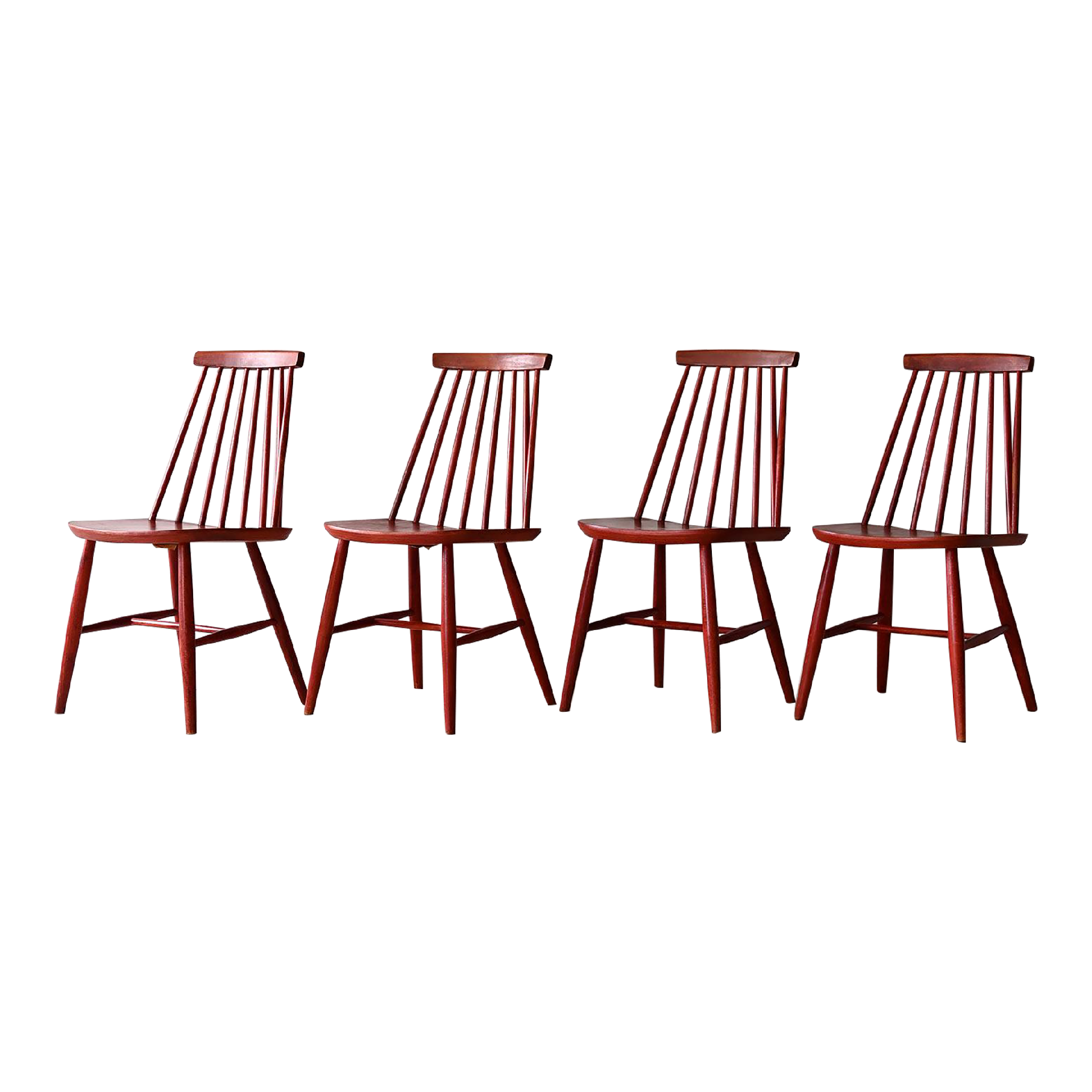 1960s Scandinavian Vintage Red Chairs Set of 4 Chairish