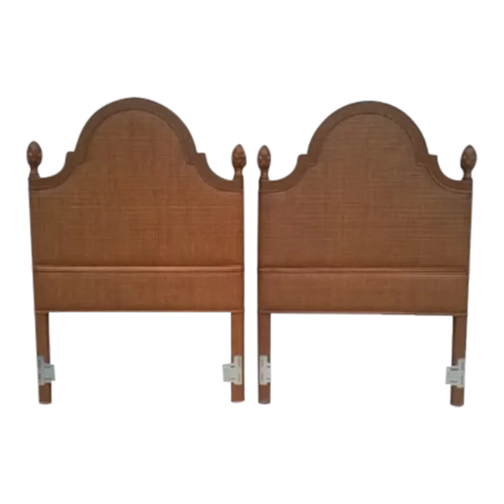 Tommy Bahama Bamboo Wicker Rattan Twin Headboards With Pineapple