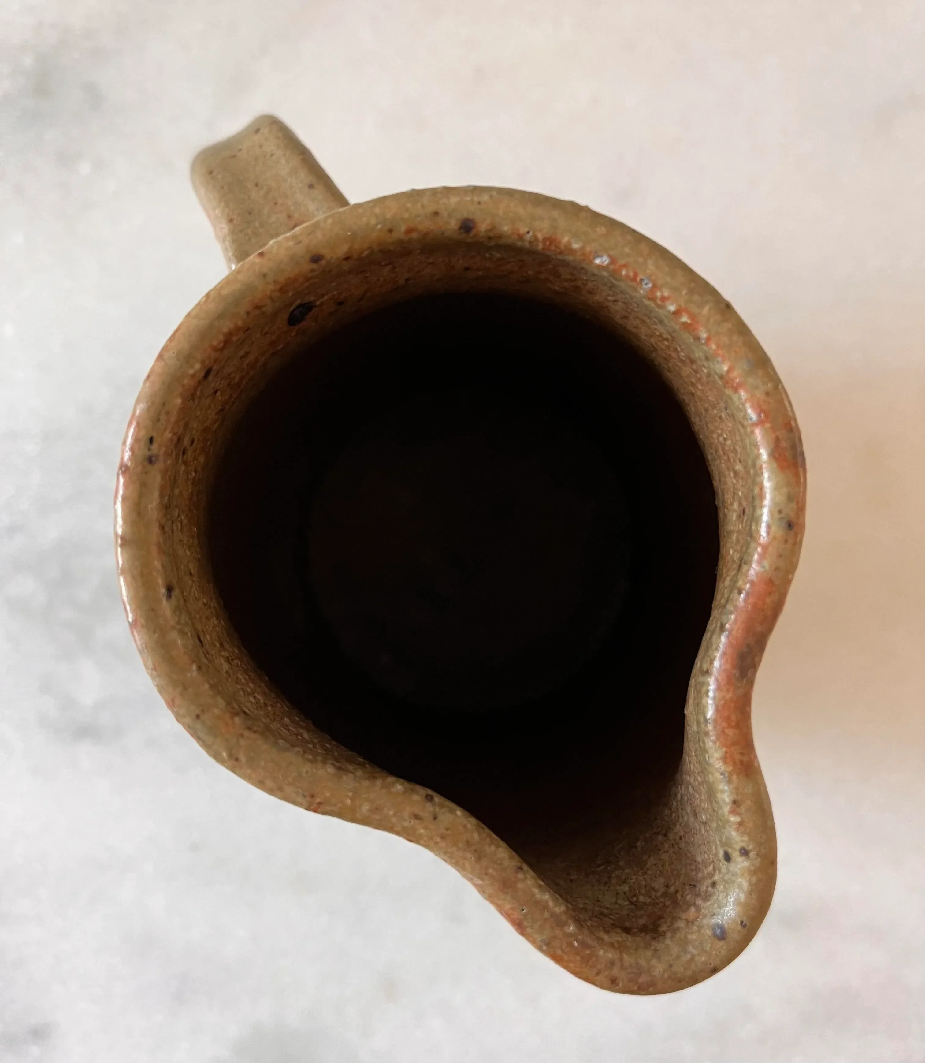 Vintage Stonware Small Pitcher With Drip Glaze