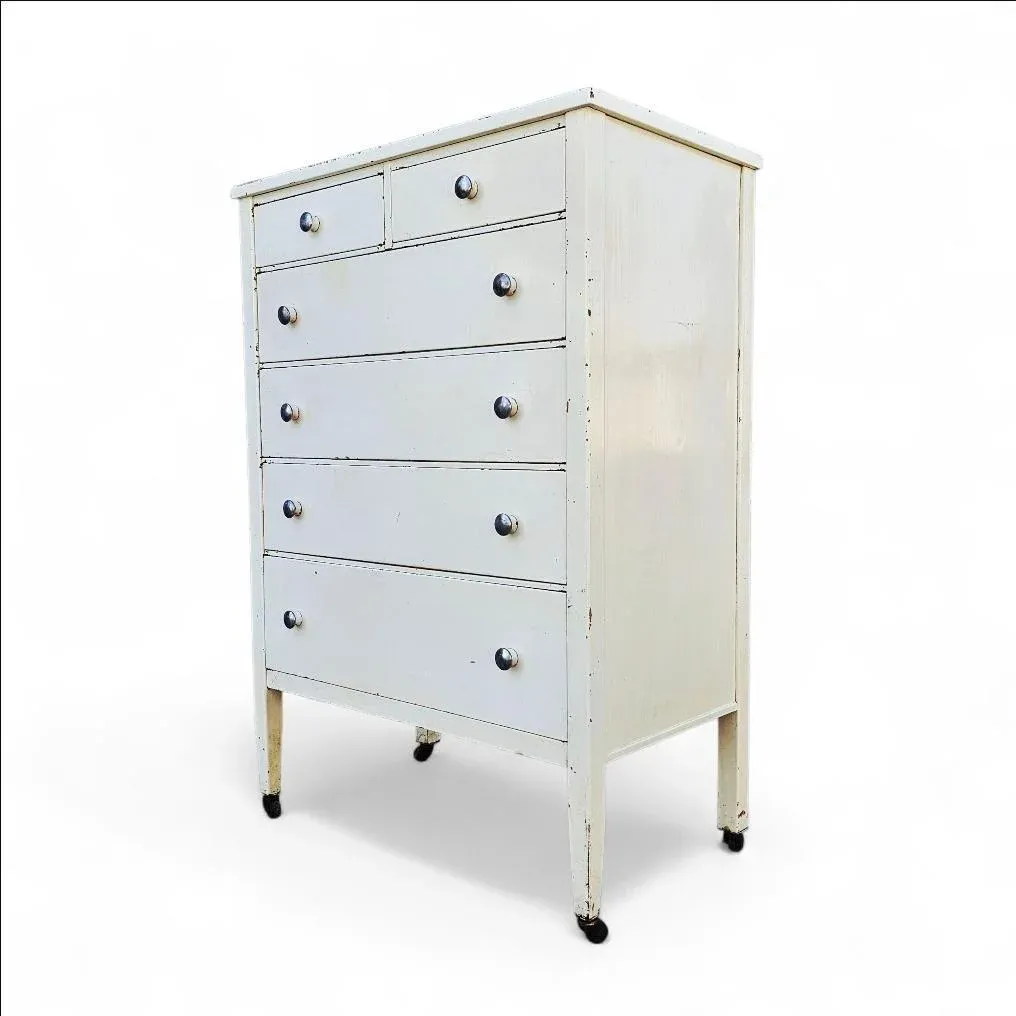 antique metal dresser Vintage Simmons Metal Dresser 6 Drawers Chest of Drawers 1939 Pre War  Furniture