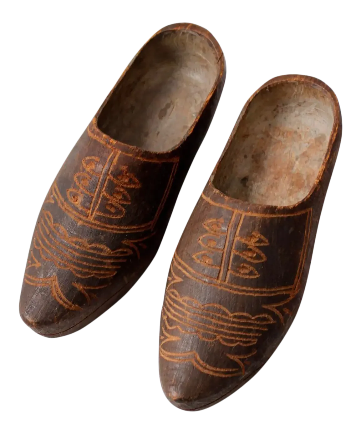 Antique Dutch Carved Wooden Clogs Pair Chairish