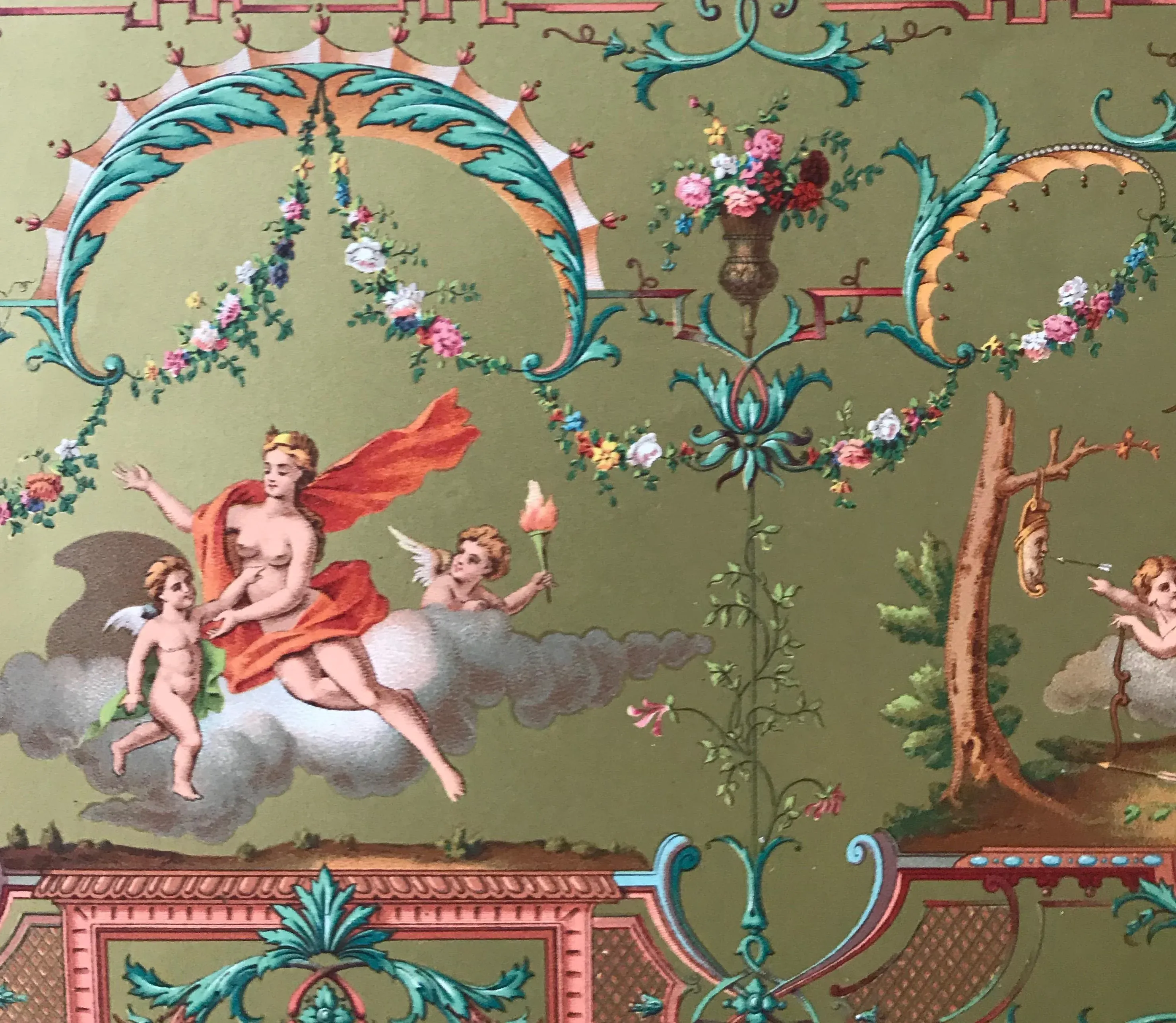 1870 French Decorator Pochoirs, Xviii Siecle, Auguste Racinet Set of 2