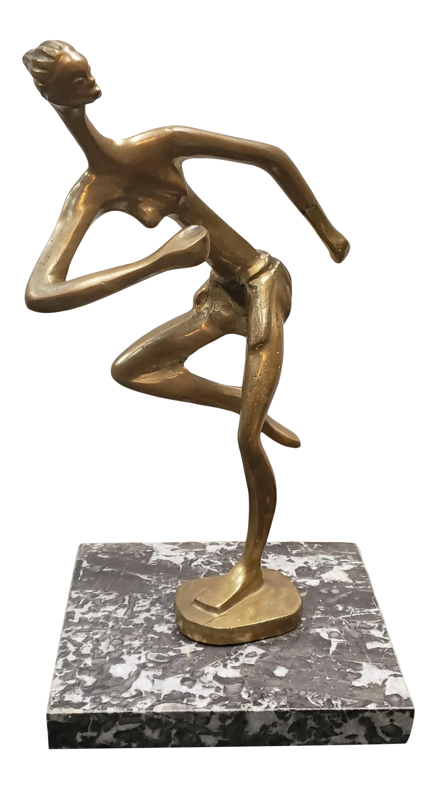 1930's Art Deco After Franz Hagenauer African Woman Running Gilt Bronze