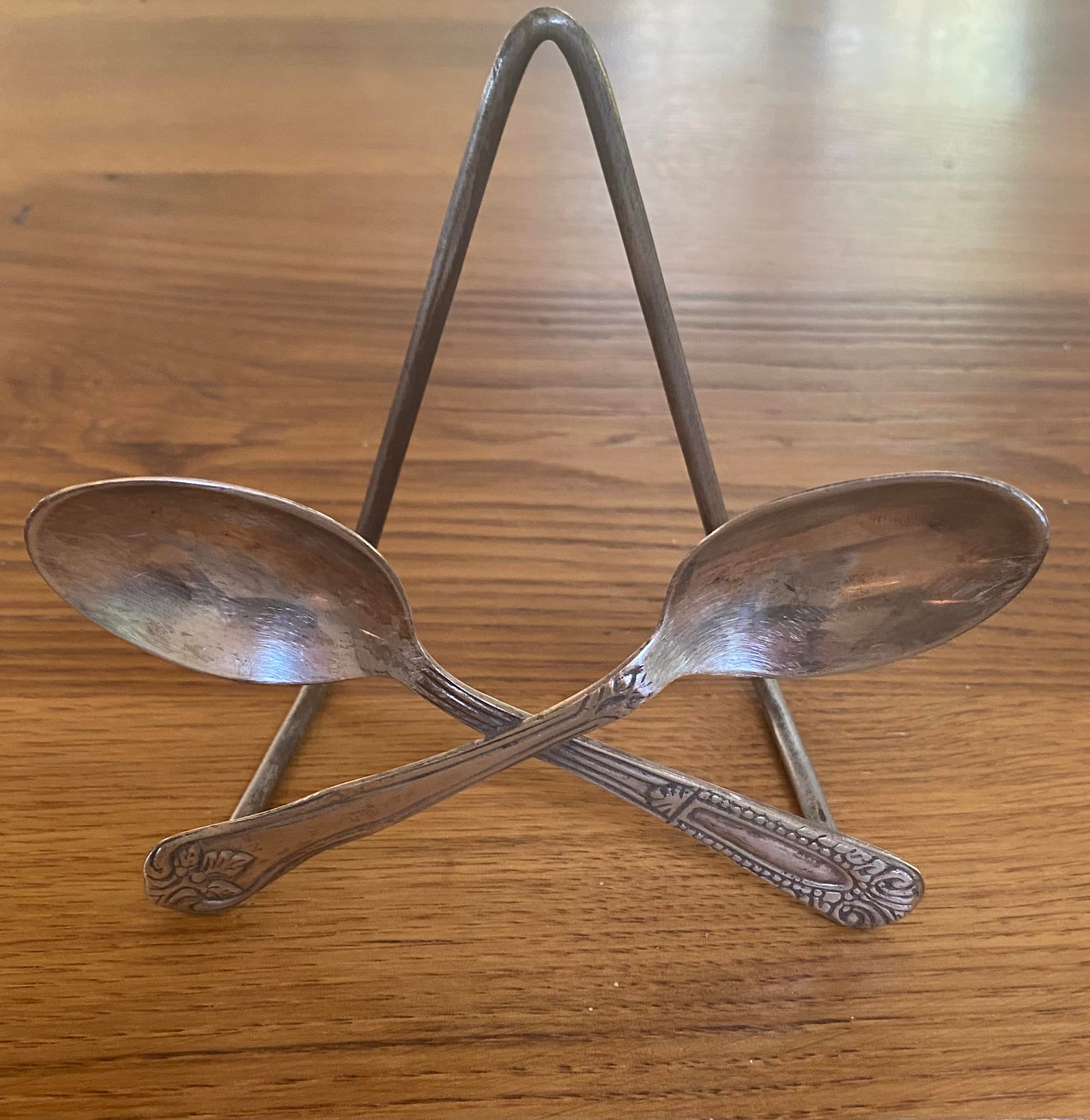 2000s Anthropologie Crossed Spoon Napkin Holder Plate Stand